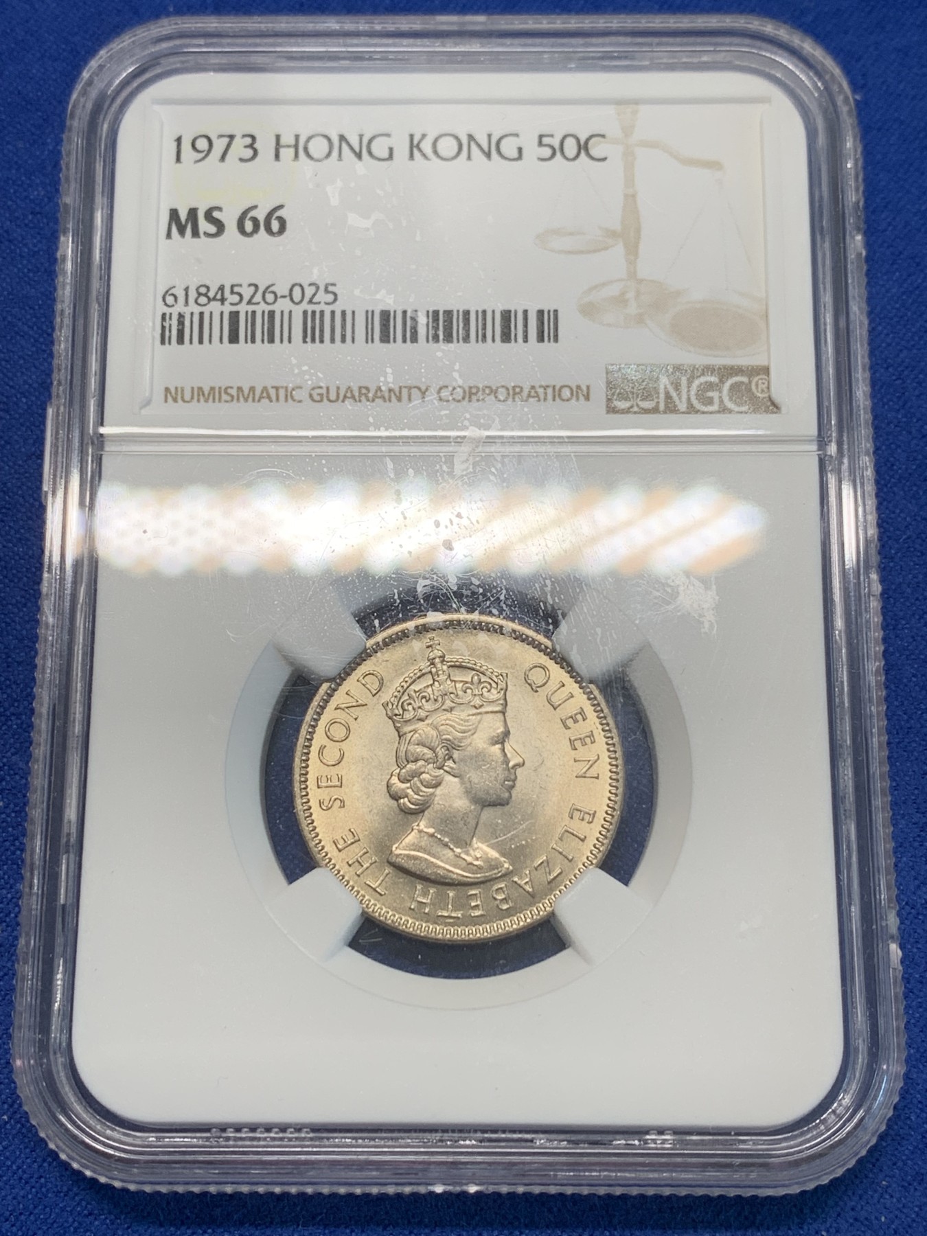 《竞宝斋》第243场-周日，周一 新年开场 (全场包邮) NGC MS66 香港1973年五毫镍币 高分难得