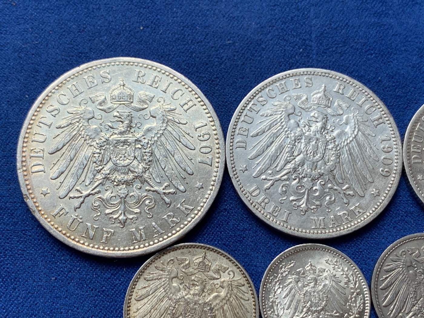 《竞宝斋》第243场-周日，周一 新年开场 (全场包邮) 6枚一组 德国 1/2+1+2+3+5马克，再加1枚10分，其中五马克和10分底光好