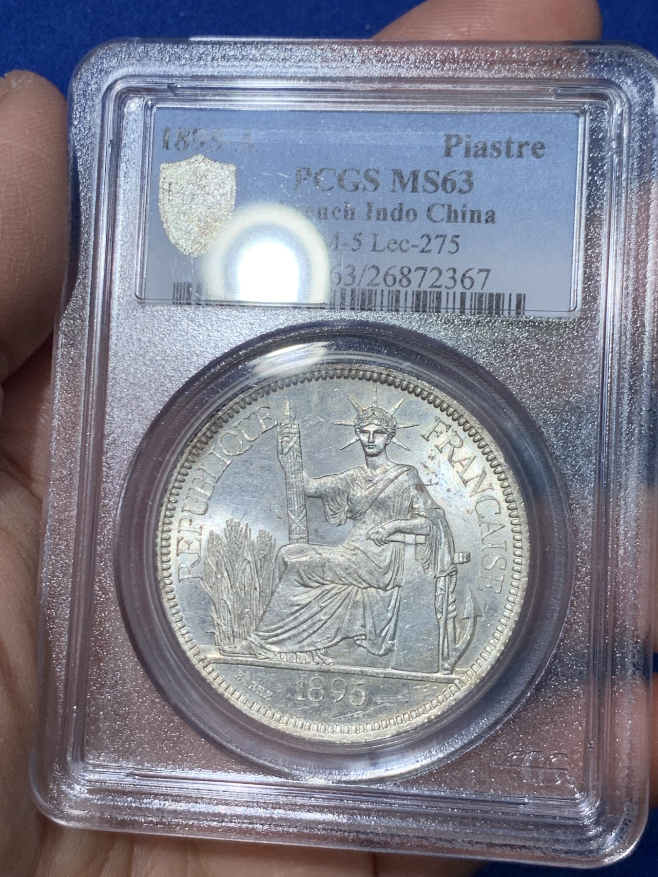 《竞宝斋》第243场-周日，周一 新年开场 (全场包邮) PCGS MS63 法属印支1895年加重坐洋 车轮炫光
