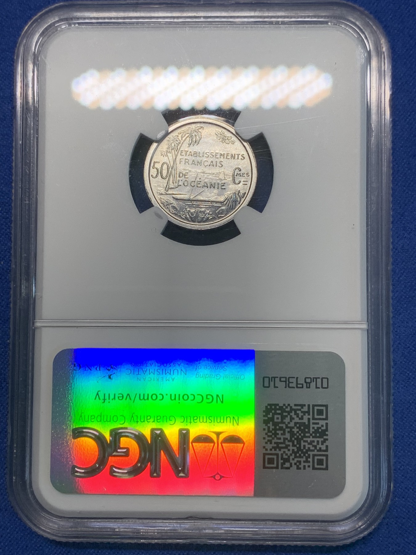 《竞宝斋》第243场-周日，周一 新年开场 (全场包邮) NGC MS65 法属大洋洲1949年50分铝币