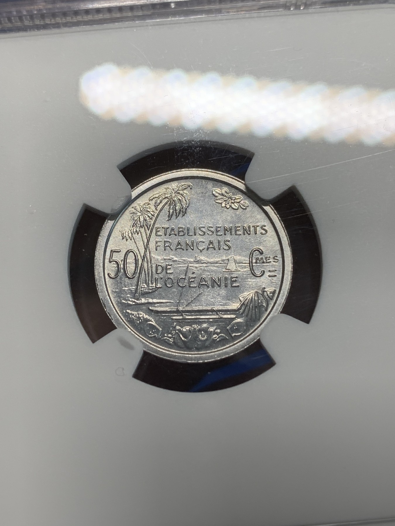 《竞宝斋》第243场-周日，周一 新年开场 (全场包邮) NGC MS65 法属大洋洲1949年50分铝币