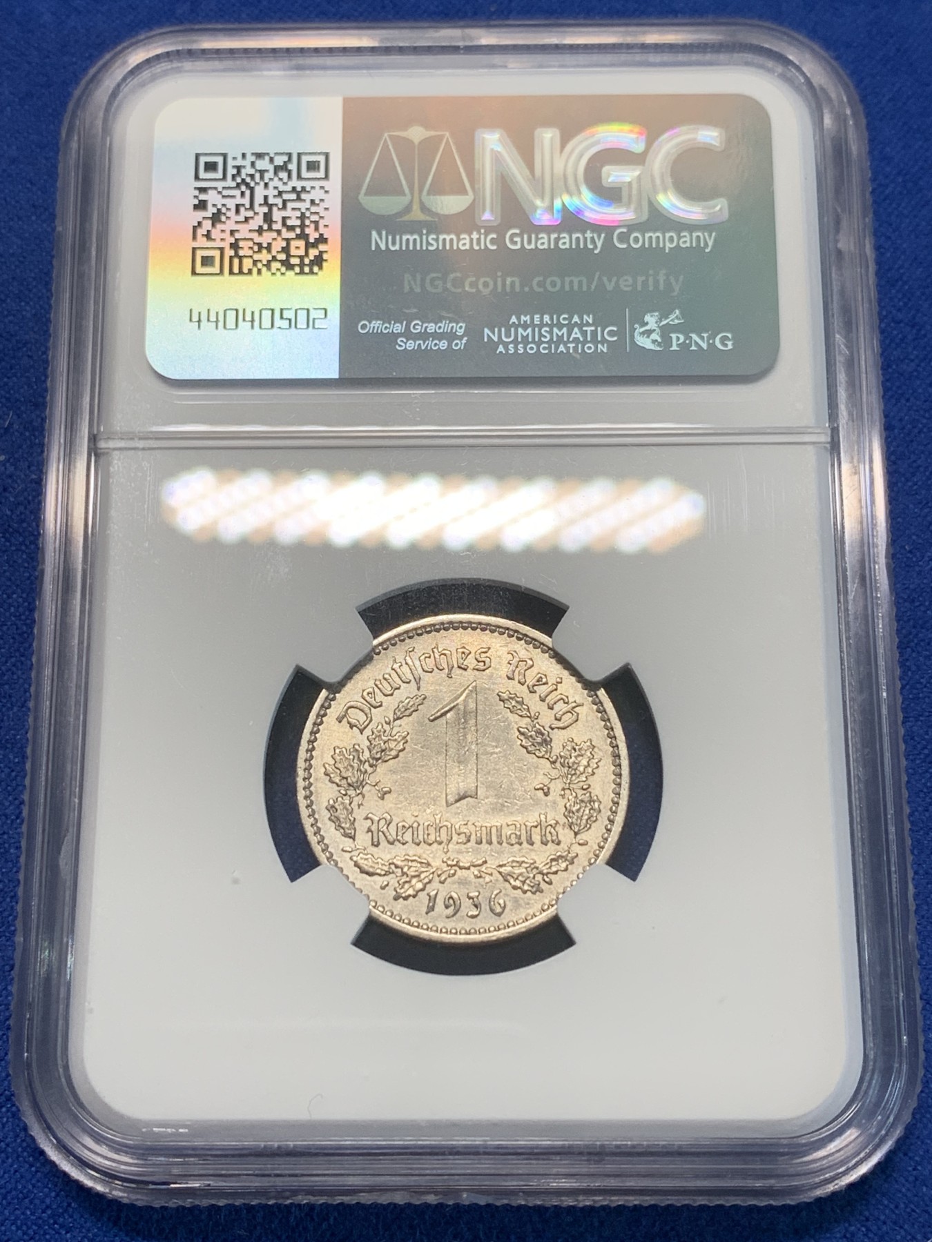 《竞宝斋》第243场-周日，周一 新年开场 (全场包邮) NGC UNCD 1936年A版德国1马克纯镍币，品相不错