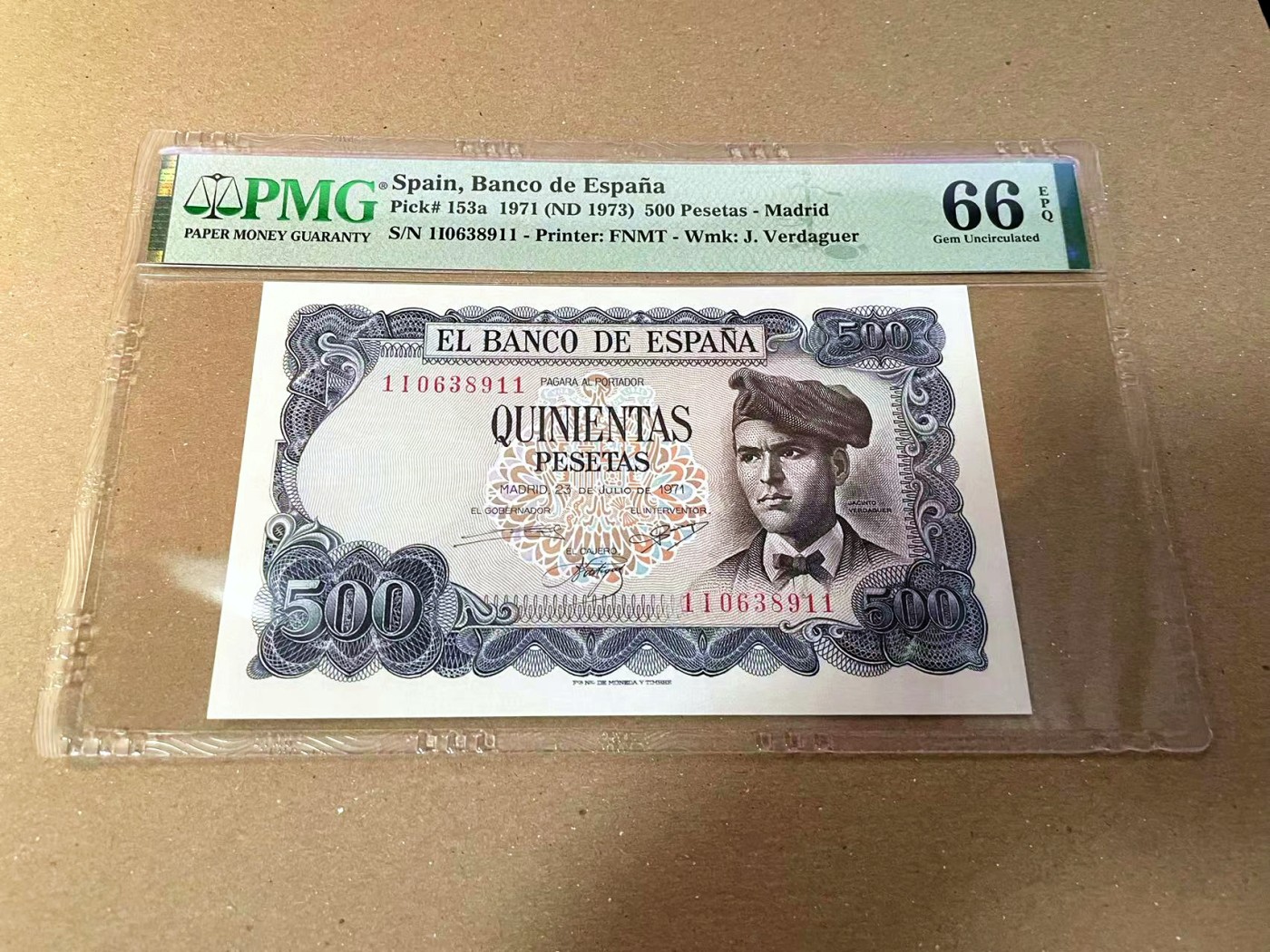 【Blue Auction】✨世界纸币精拍第440期【精】 【无47】西班牙 1973年500比塞塔 PMG66EPQ 