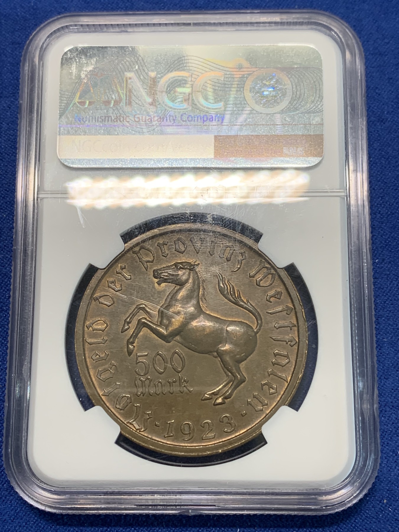 《竞宝斋》第243场-周日，周一 新年开场 (全场包邮) NGC MS63BN 德国1923年美女诗人500马克大铜币 淡彩包浆