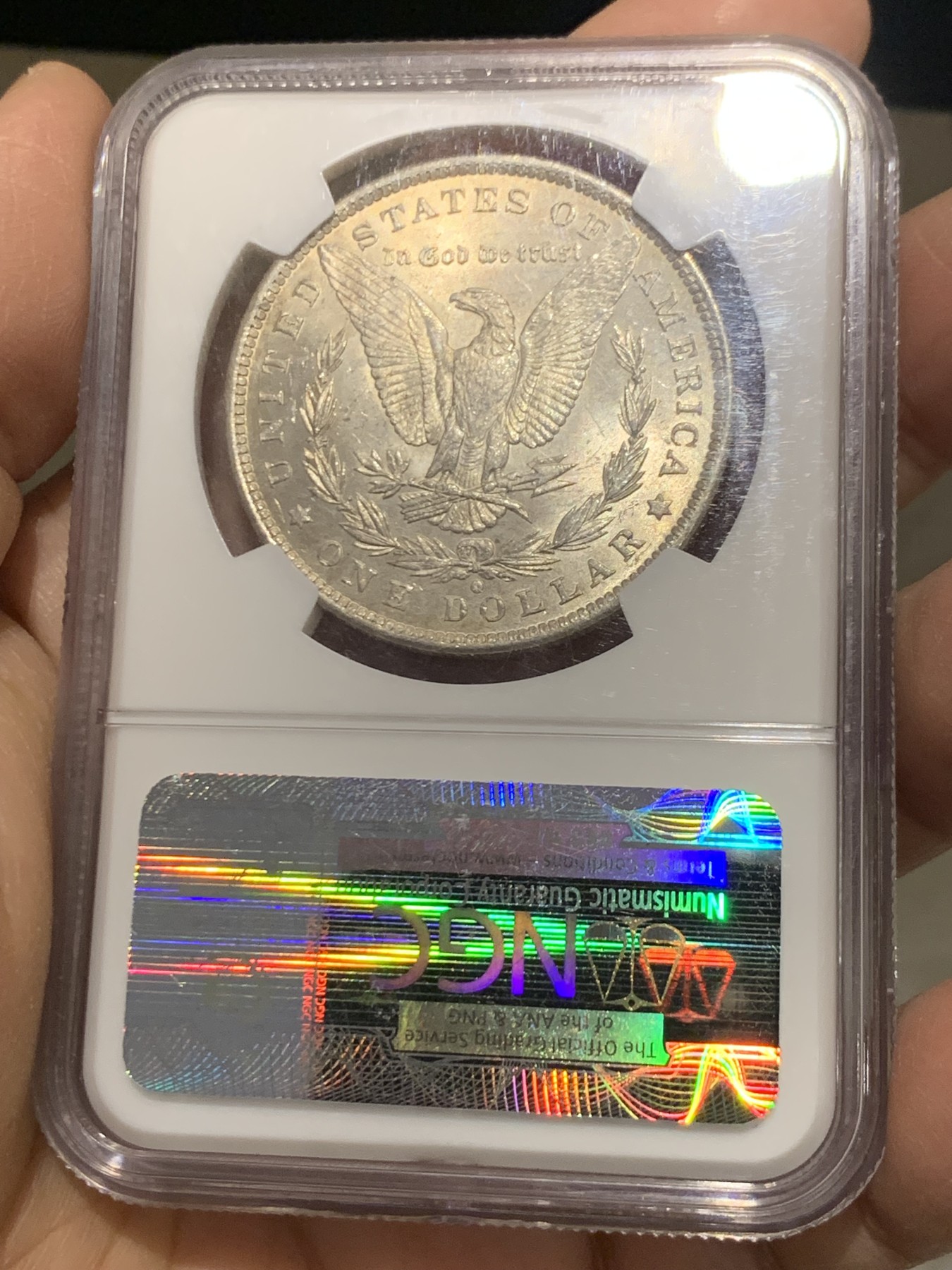 《竞宝斋》第243场-周日，周一 新年开场 (全场包邮) NGC MS63 美国1884年摩根银币 O版 淡淡黄油光 正面那道是包浆印子 不是划痕 年年上涨品种