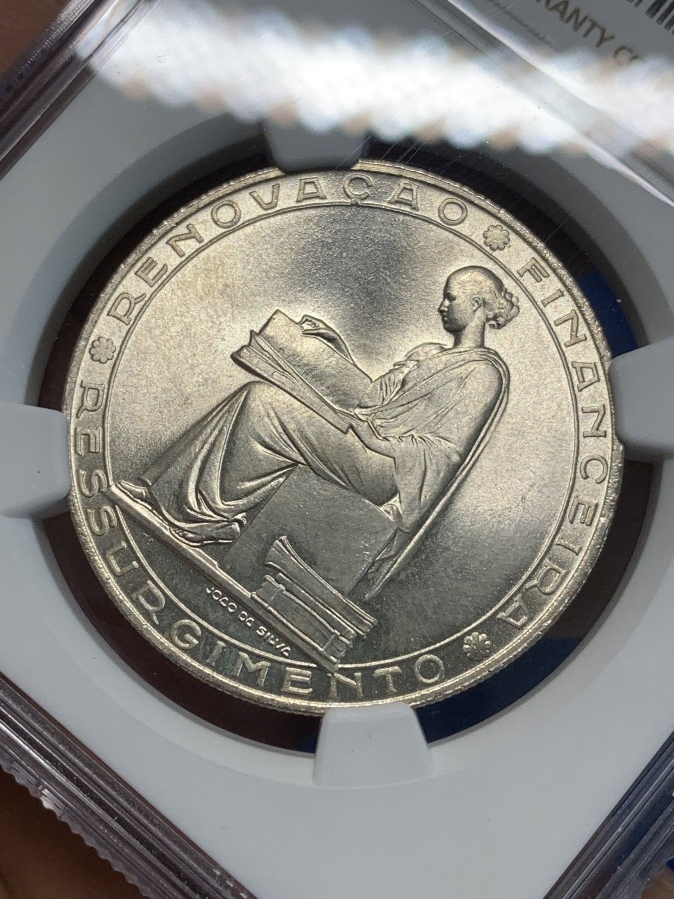 《竞宝斋》第243场-周日，周一 新年开场 (全场包邮) NGC MS65 葡萄牙1953年金融改革制度25周年20埃斯库多大银币