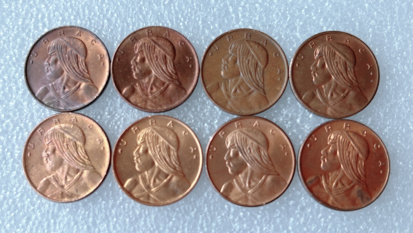 第一海外回流一元起拍收藏 散币专场 第68期 巴拿马1分铜币 印第安部落酋长乌拉卡头像 8枚