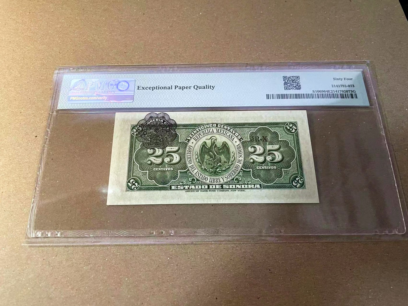 【Blue Auction】✨世界纸币精拍第440期【精】 【A冠无47】墨西哥 1915年25分 ABNC PMG64EPQ 