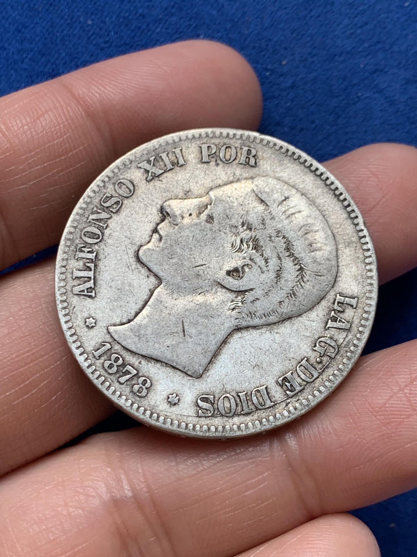 《竞宝斋》第243场-周日，周一 新年开场 (全场包邮) 西班牙1878阿方索十二世5比塞塔银币