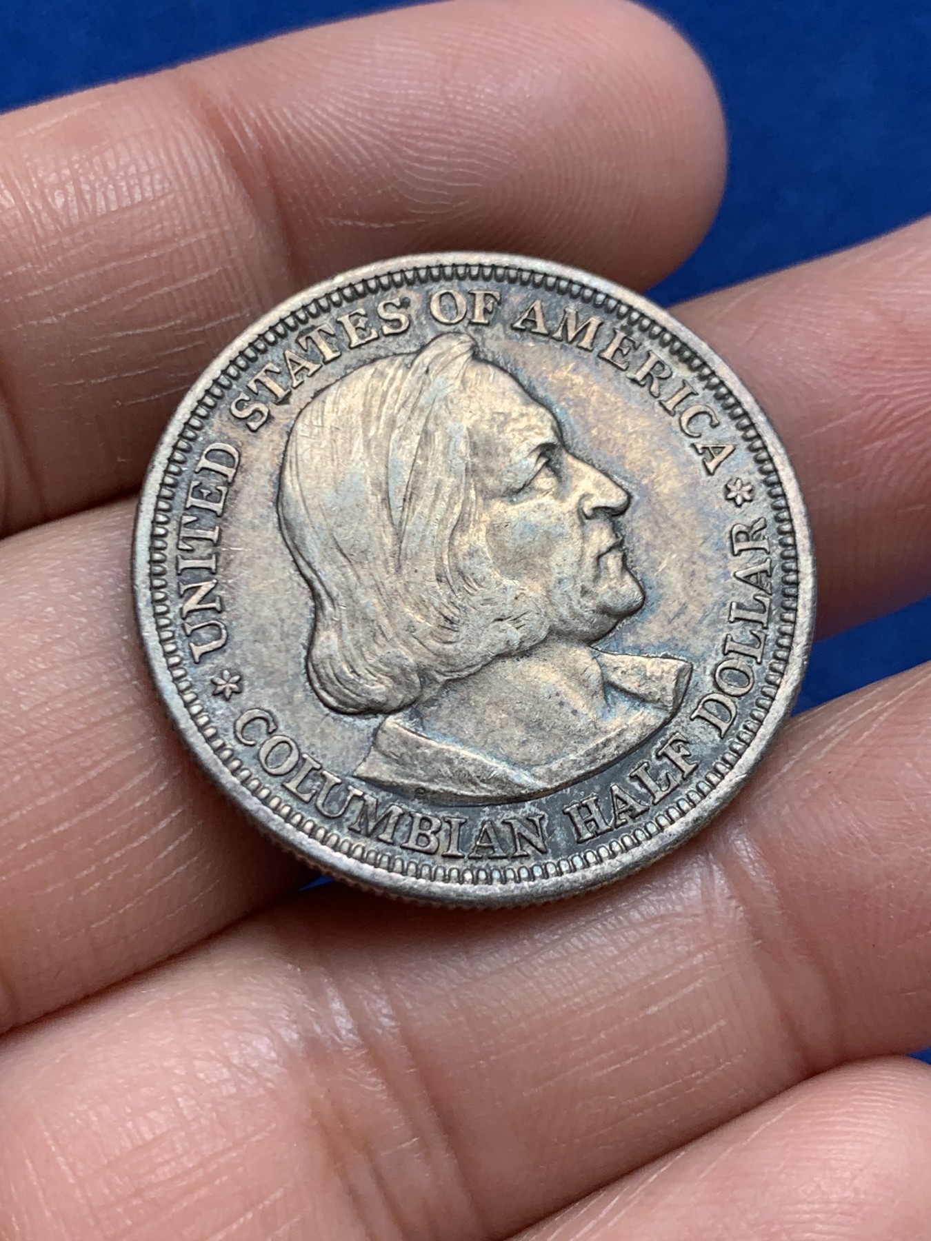 《竞宝斋》第243场-周日，周一 新年开场 (全场包邮) 美国 1893年 哥伦布半美元 银币 原味彩包浆