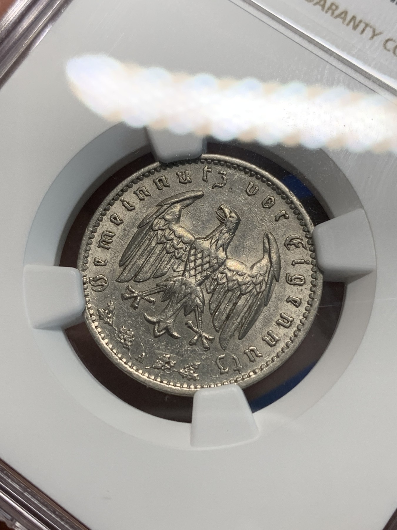 《竞宝斋》第243场-周日，周一 新年开场 (全场包邮) NGC MS62 1934年A版德国1马克纯镍币，此版本首年。少见品质，MS稀少。