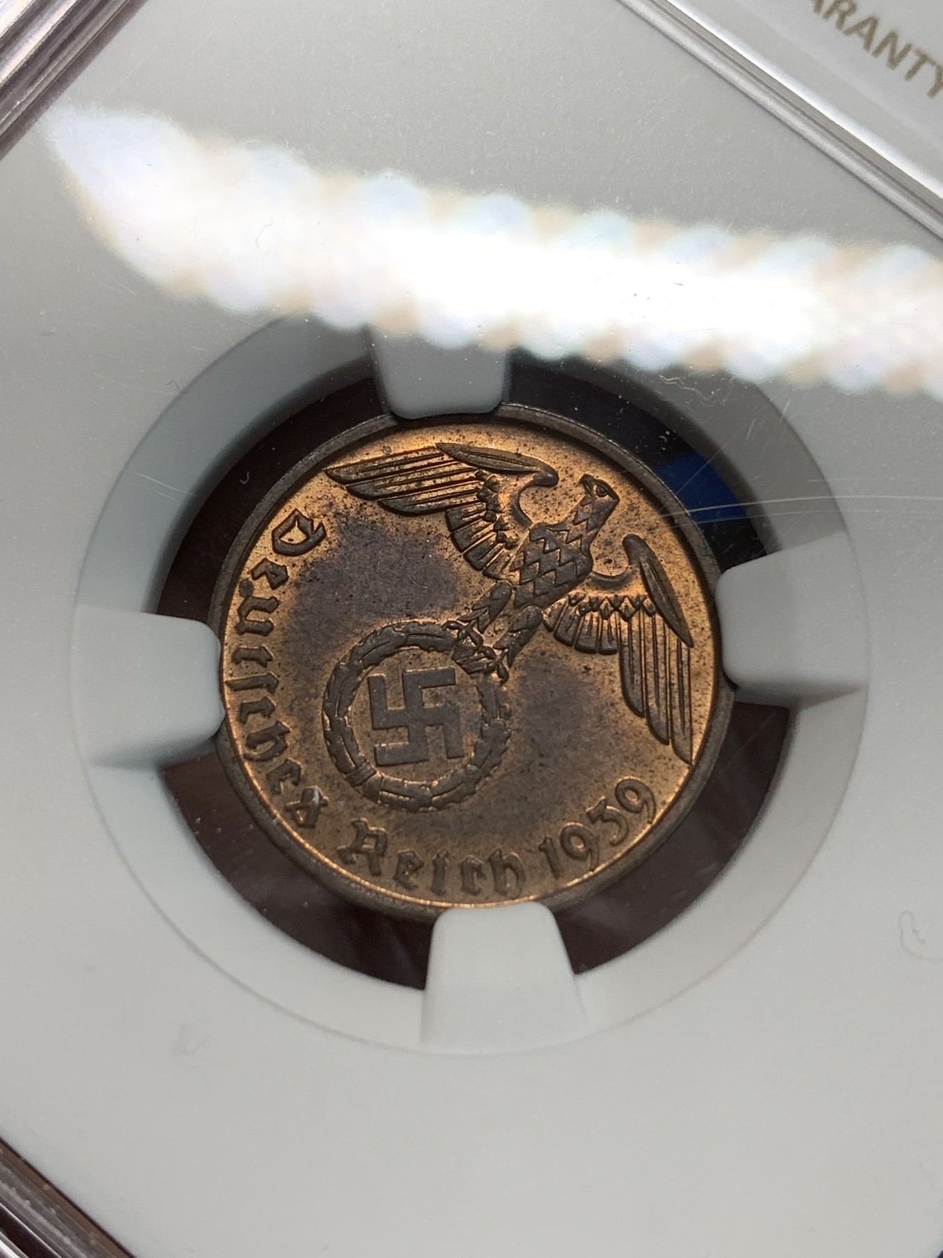 《竞宝斋》第243场-周日，周一 新年开场 (全场包邮) NGC MS63RB 1939B德国2芬尼 状态不错