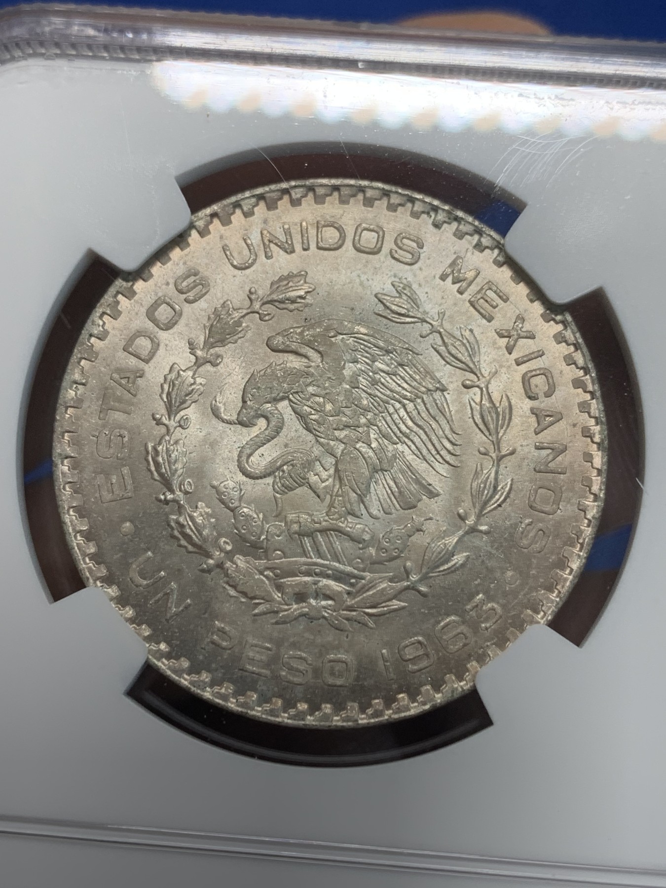 《竞宝斋》第243场-周日，周一 新年开场 (全场包邮) NGC MS65 墨西哥1963年1比索银币