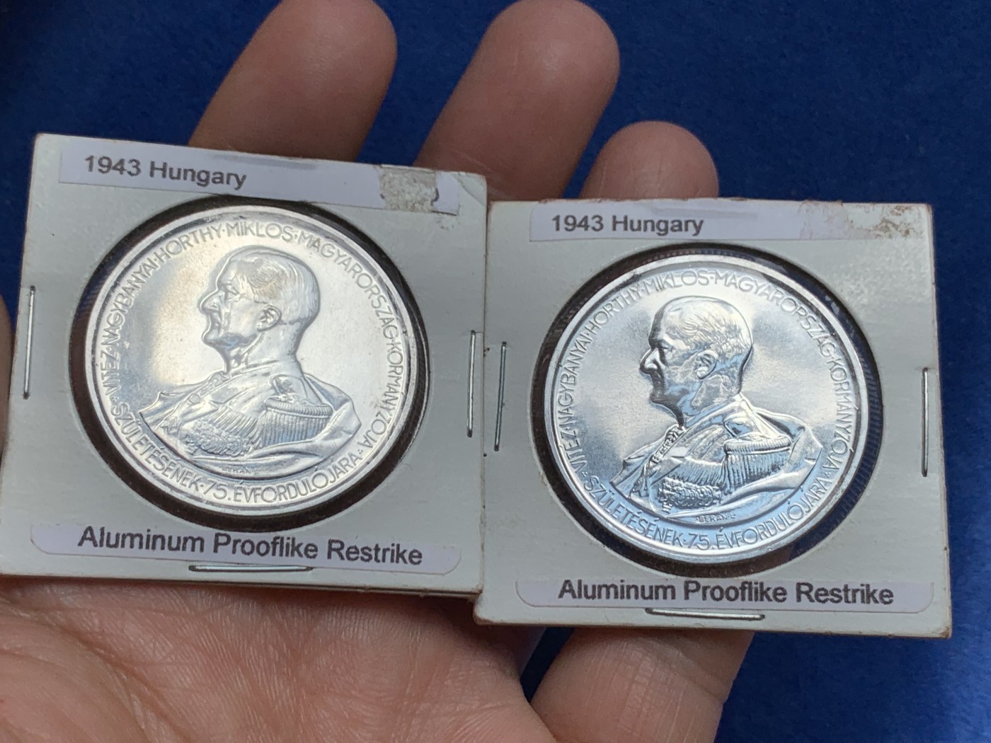 《竞宝斋》第243场-周日，周一 新年开场 (全场包邮) 两枚一组 匈牙利1943年5潘果铝币