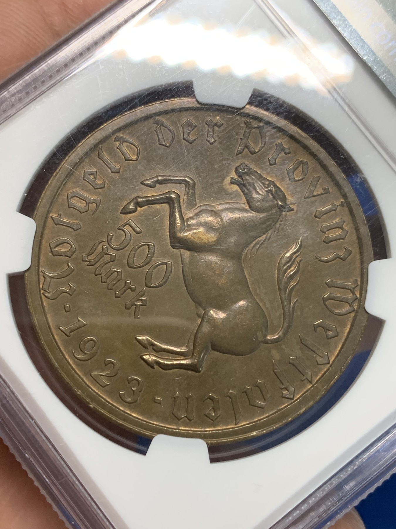 《竞宝斋》第243场-周日，周一 新年开场 (全场包邮) NGC MS63BN 德国1923年美女诗人500马克大铜币 淡彩包浆