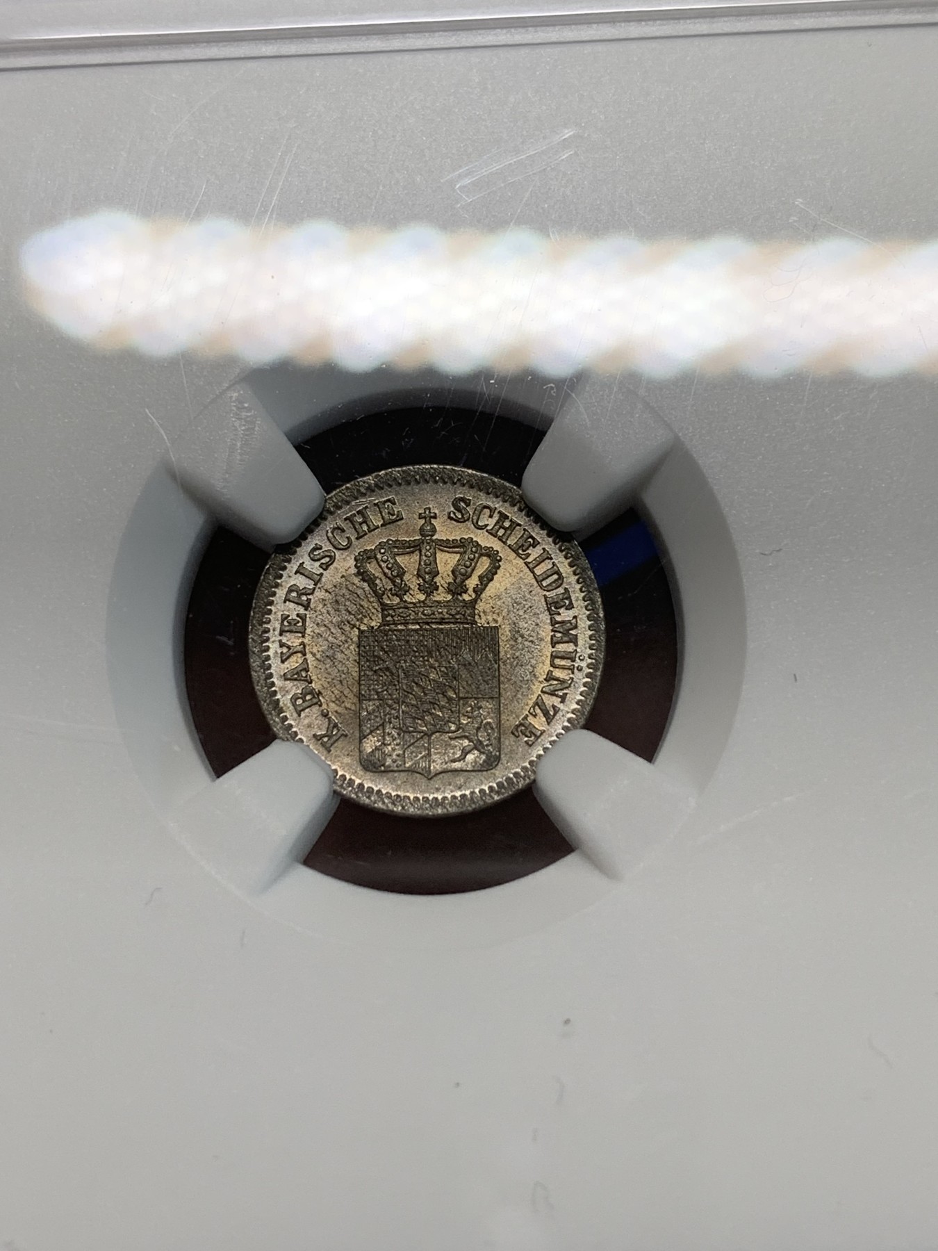 《竞宝斋》第243场-周日，周一 新年开场 (全场包邮) NGC MS63 1871年德国巴伐利亚1克鲁泽银币，精美包浆