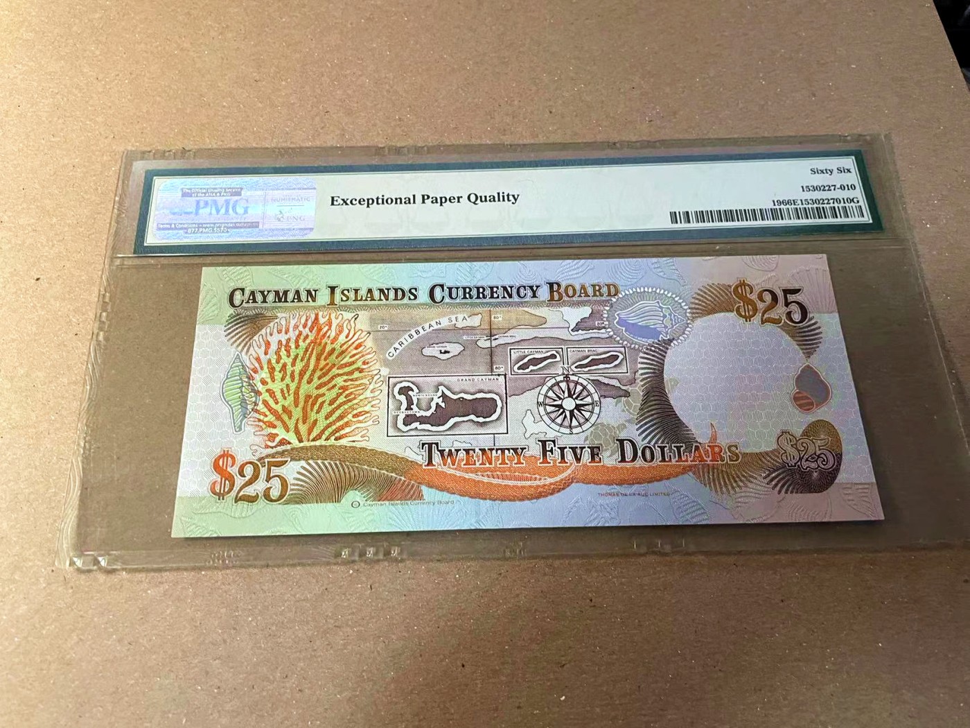 【Blue Auction】✨世界纸币精拍第440期【精】 【首发冠 倒置号】开曼群岛 1996年25元 PMG66EPQ 女王