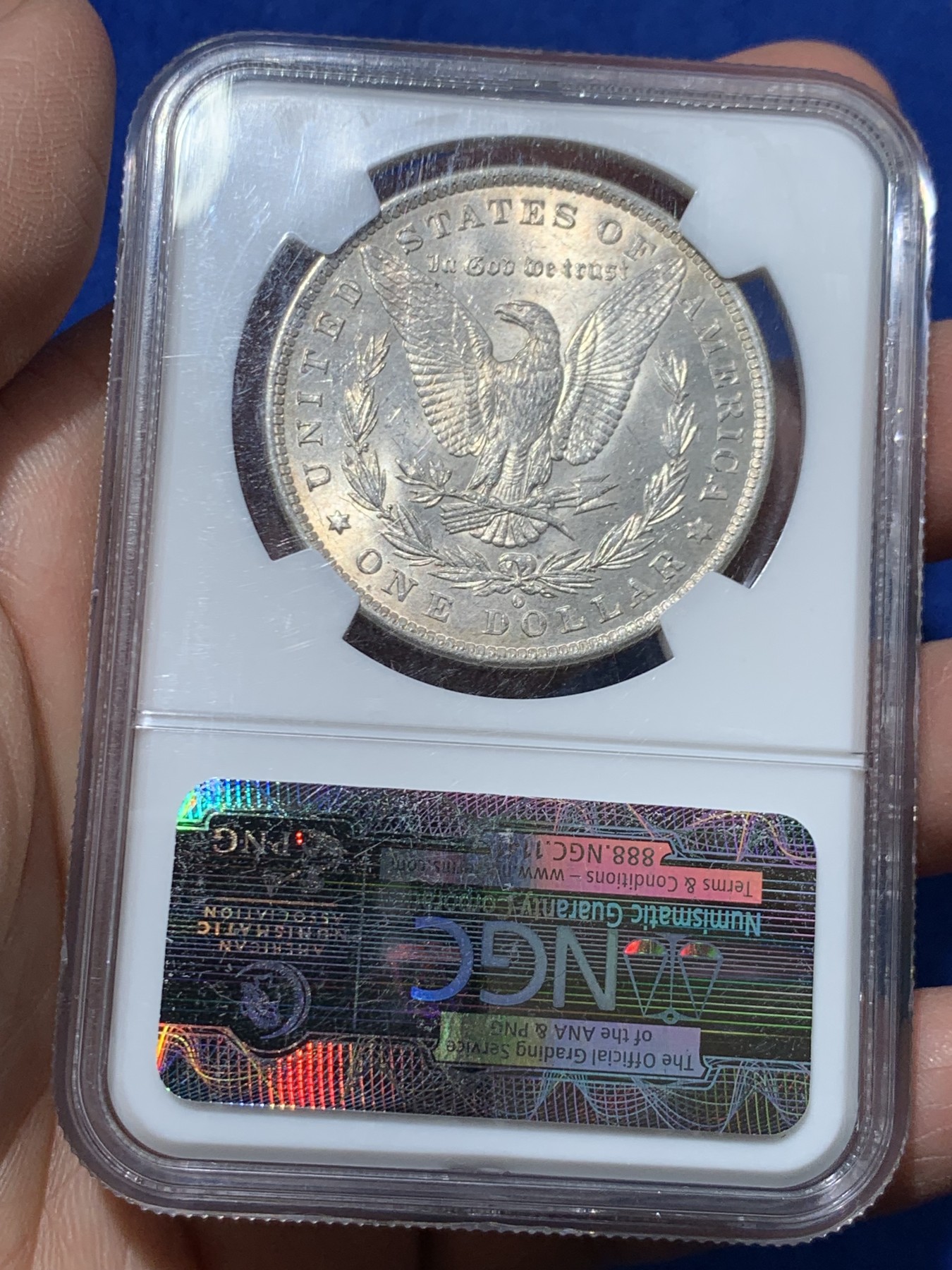 《竞宝斋》第243场-周日，周一 新年开场 (全场包邮) NGC MS63 美国1884年摩根银币 O版 淡淡黄油光 正面那道是包浆印子 不是划痕 年年上涨品种