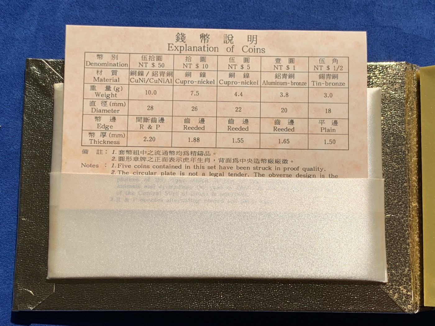 《竞宝斋》第243场-周日，周一 新年开场 (全场包邮) 台湾省民国八十七年第一轮虎年精致套币