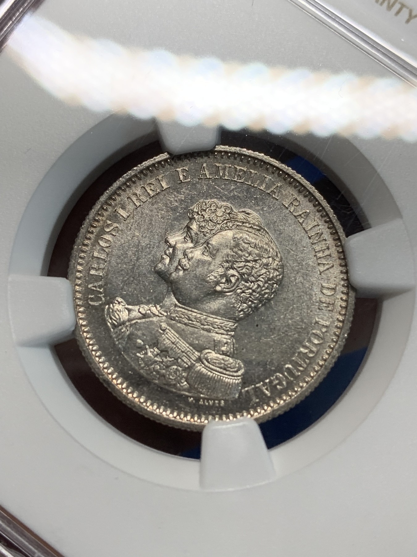 《竞宝斋》第243场-周日，周一 新年开场 (全场包邮) NGC MS62 葡萄牙1898年发现印度戎装版200瑞斯大银币