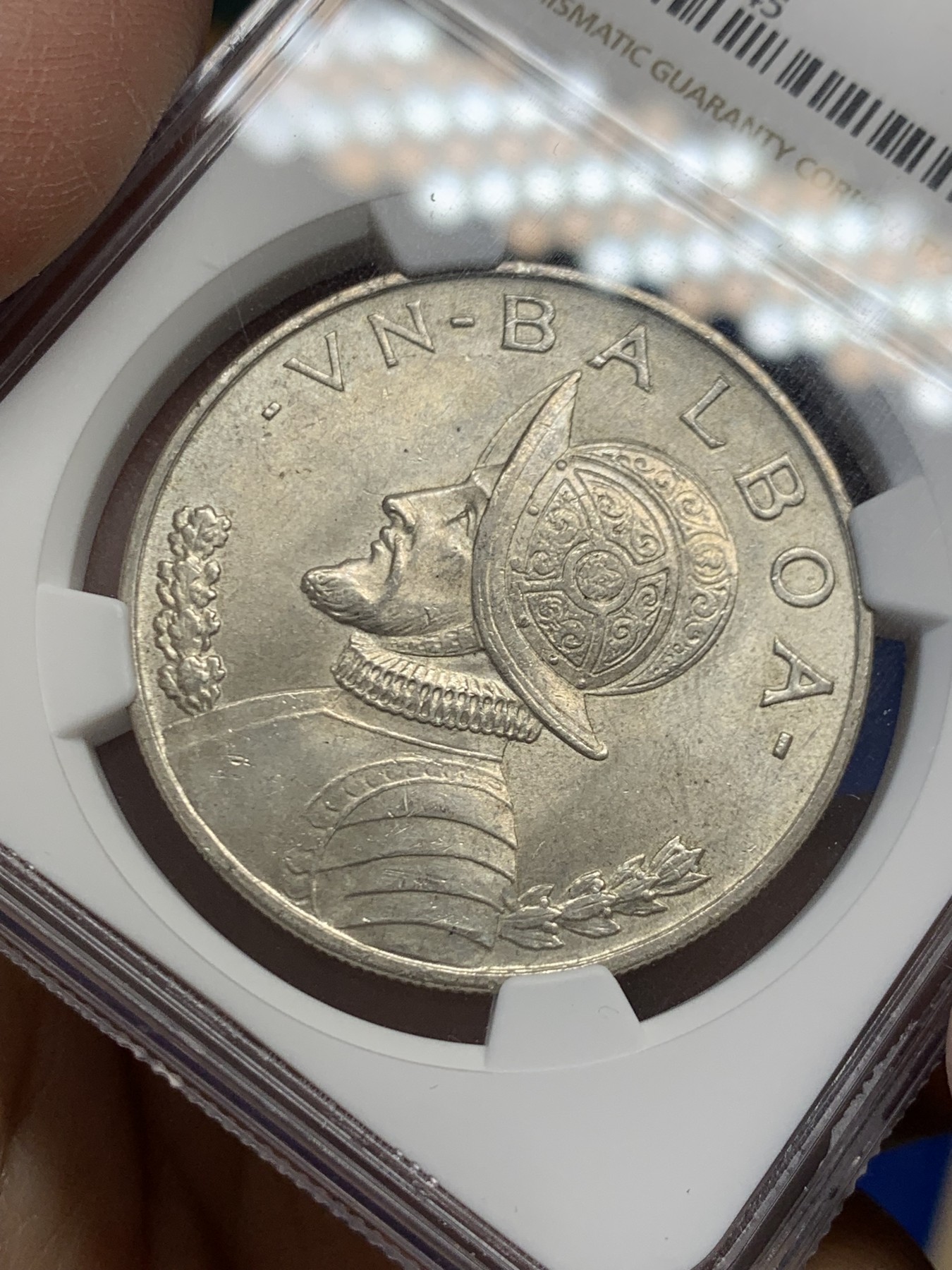 《竞宝斋》第243场-周日，周一 新年开场 (全场包邮) NGC MS63 巴拿马1947年巴波亚大银币 原光好品