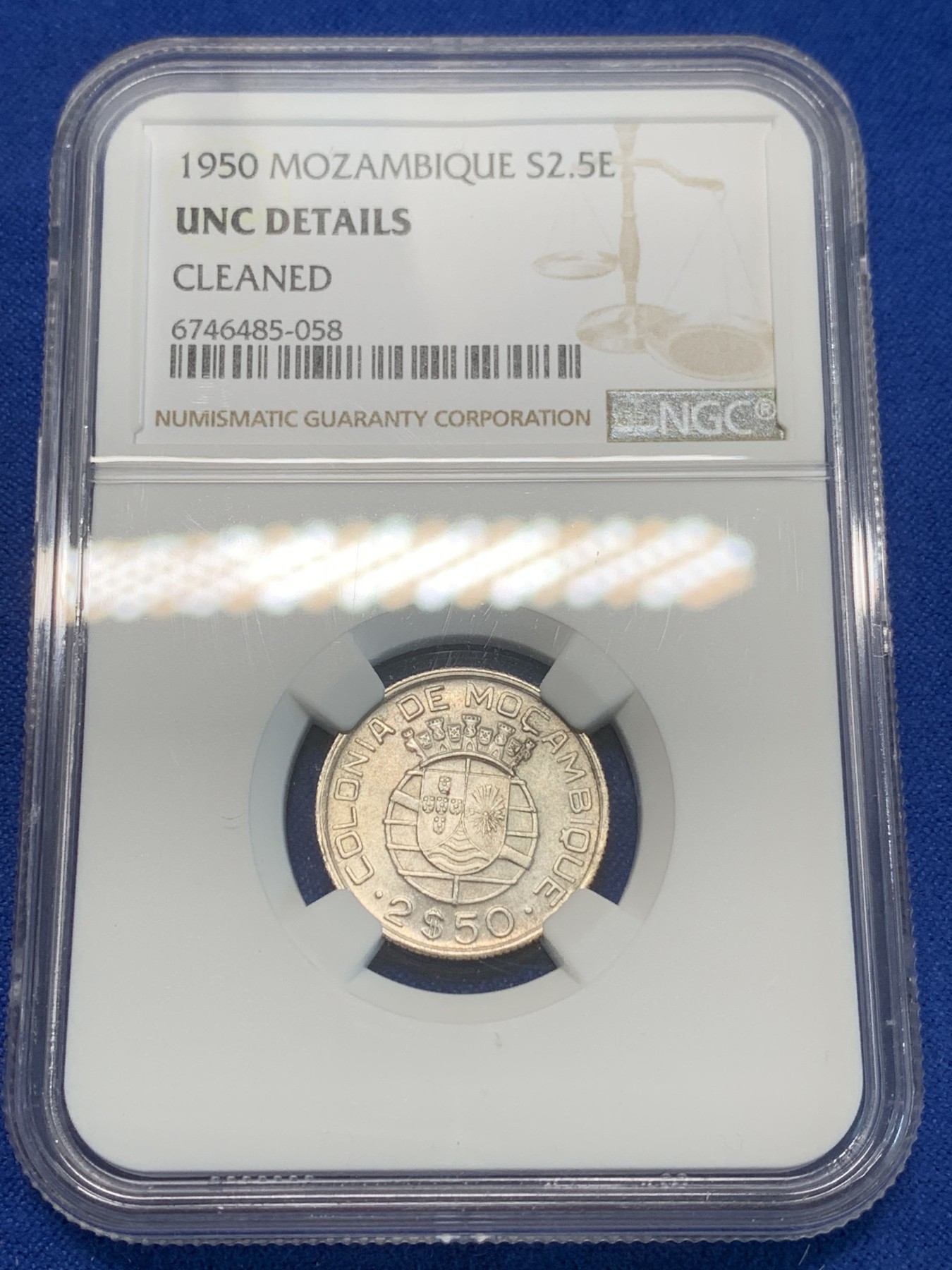 《竞宝斋》第243场-周日，周一 新年开场 (全场包邮) NGC UNC 莫桑比克1950年2.5埃斯库多银币