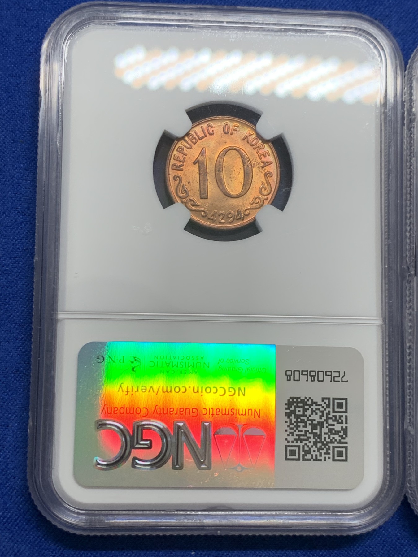 《竞宝斋》第243场-周日，周一 新年开场 (全场包邮) 3枚一组 NGC MS64 韩国早期开国版硬币大小面值一套4292/4294，李承晚100韩元，龟船50韩元，木槿花10韩元铜币，收藏一步到位