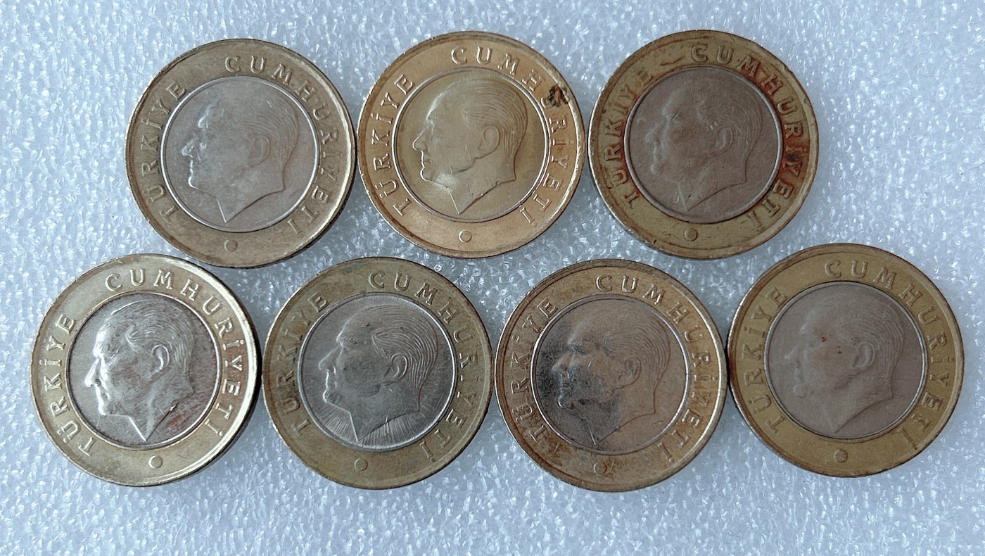 第一海外回流一元起拍收藏 散币专场 第68期 土耳其1里拉双色币 7枚