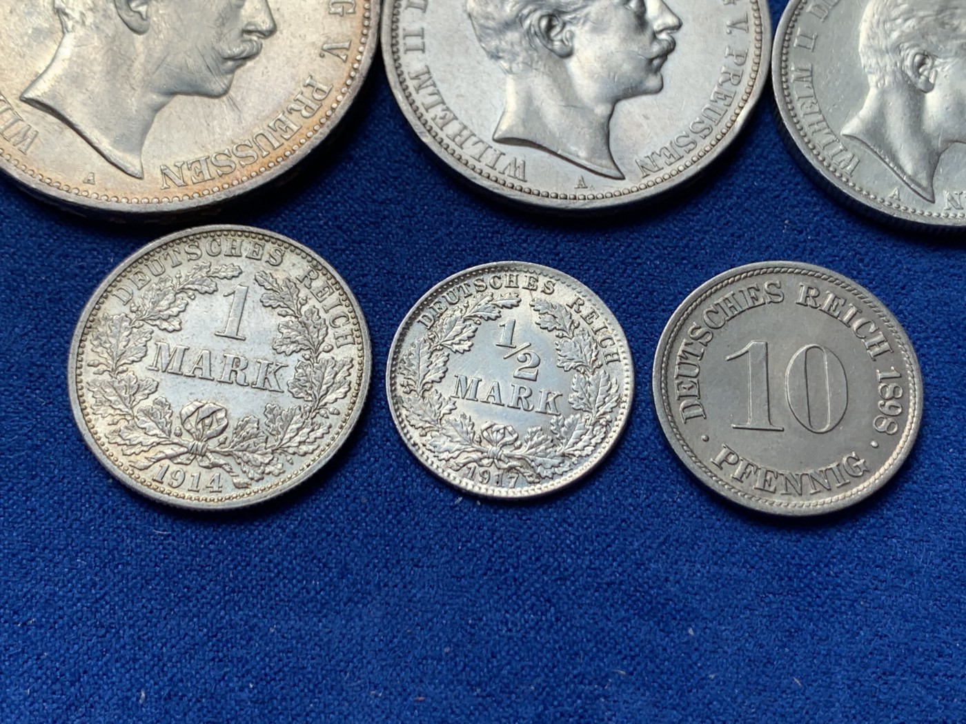 《竞宝斋》第243场-周日，周一 新年开场 (全场包邮) 6枚一组 德国 1/2+1+2+3+5马克，再加1枚10分，其中五马克和10分底光好