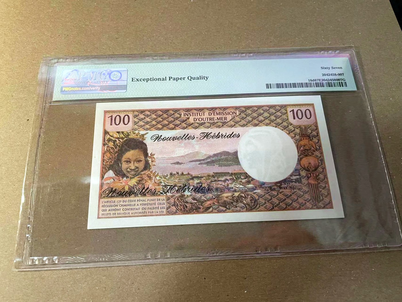 【Blue Auction】✨世界纸币精拍第440期【精】 新赫布里底 1977年100法郎 PMG67EPQ 高分 
