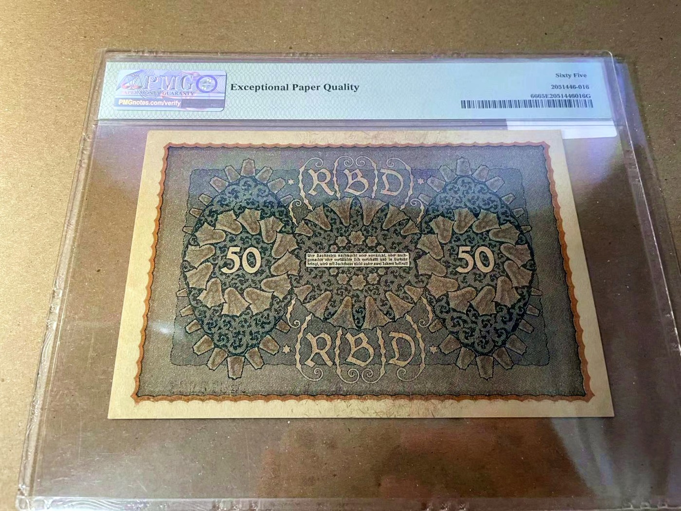 【Blue Auction】✨世界纸币精拍第440期【精】 德国 1919年50马克 PMG65EPQ 