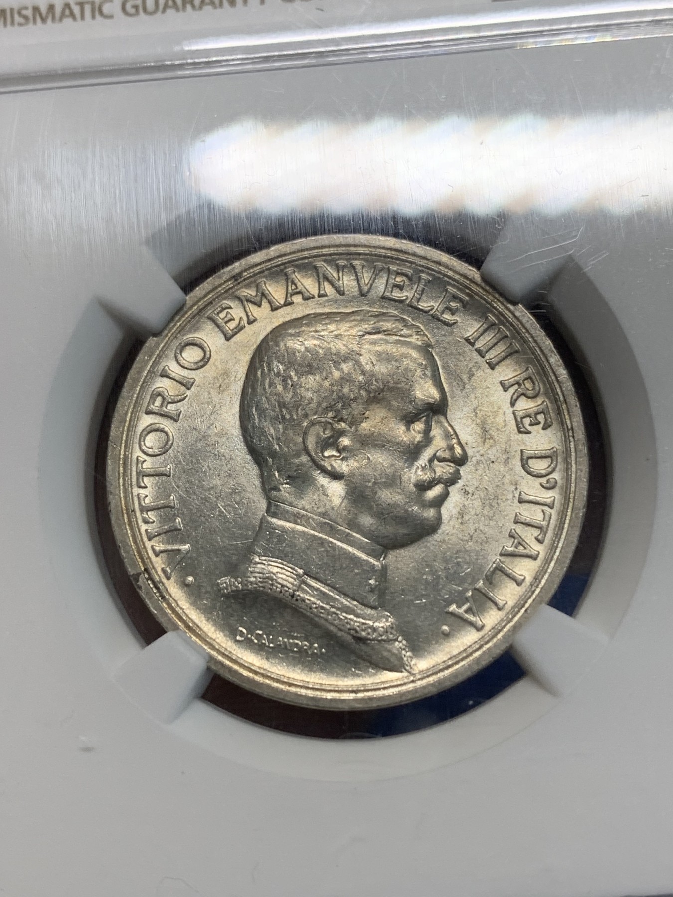 《竞宝斋》第243场-周日，周一 新年开场 (全场包邮) NGC MS62 意大利1915年马车2里拉银币 原光 状态一流