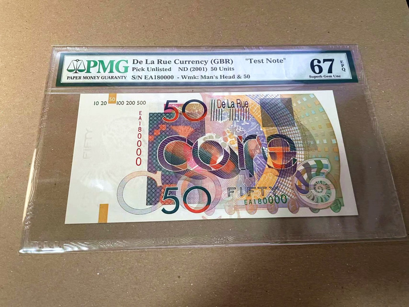 【Blue Auction】✨世界纸币精拍第440期【精】  【18万号】德纳罗 2001年50Units 测试钞 PMG67EPQ 高分 