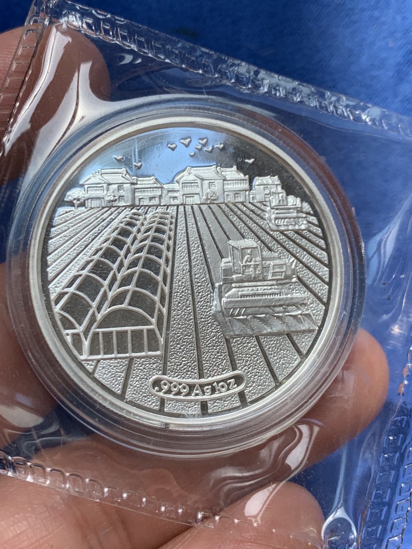 《竞宝斋》第243场-周日，周一 新年开场 (全场包邮) 1999年上海市农村妇女双学双比竞赛活动十周年纪念银章 1盎司 999银