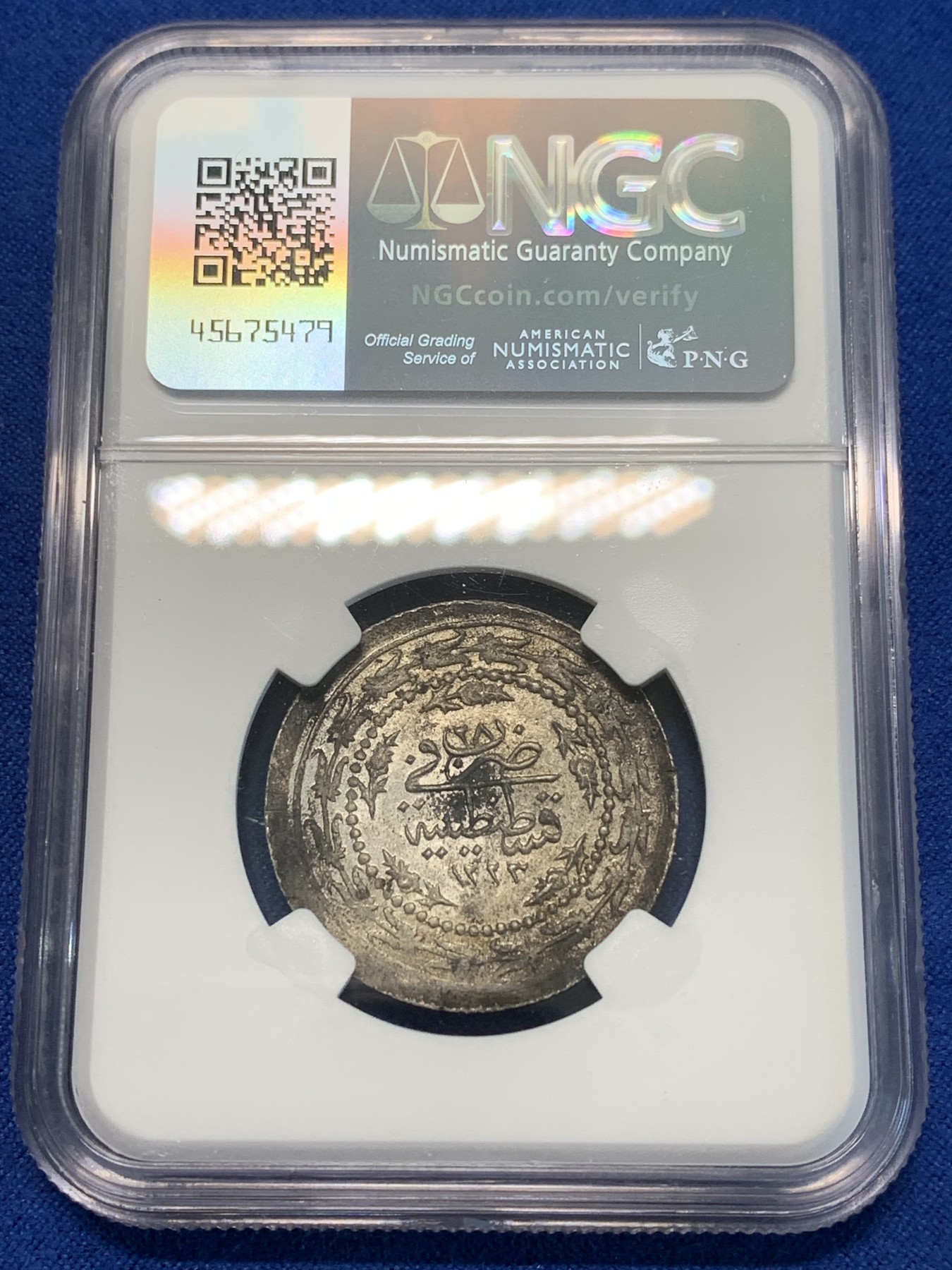 《竞宝斋》第243场-周日，周一 新年开场 (全场包邮) NGC UNCD 奥斯曼土耳其1.5库鲁银币，细节很清晰