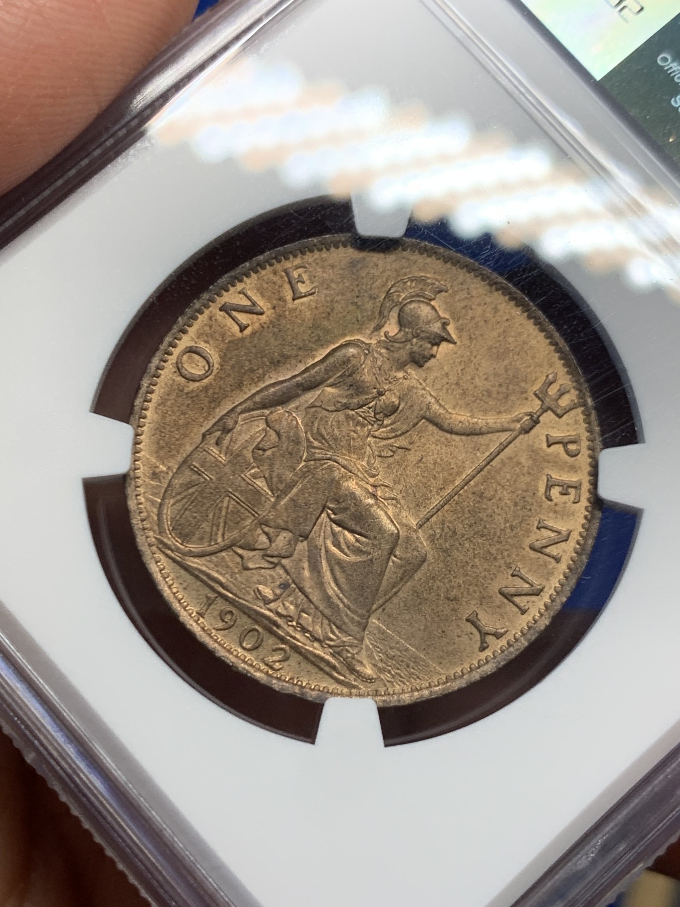 《竞宝斋》第244场-周日，周一 新年开场 (全场包邮) NGC MS64RB 英国 1902年 爱德华七世头像 1便士 铜币