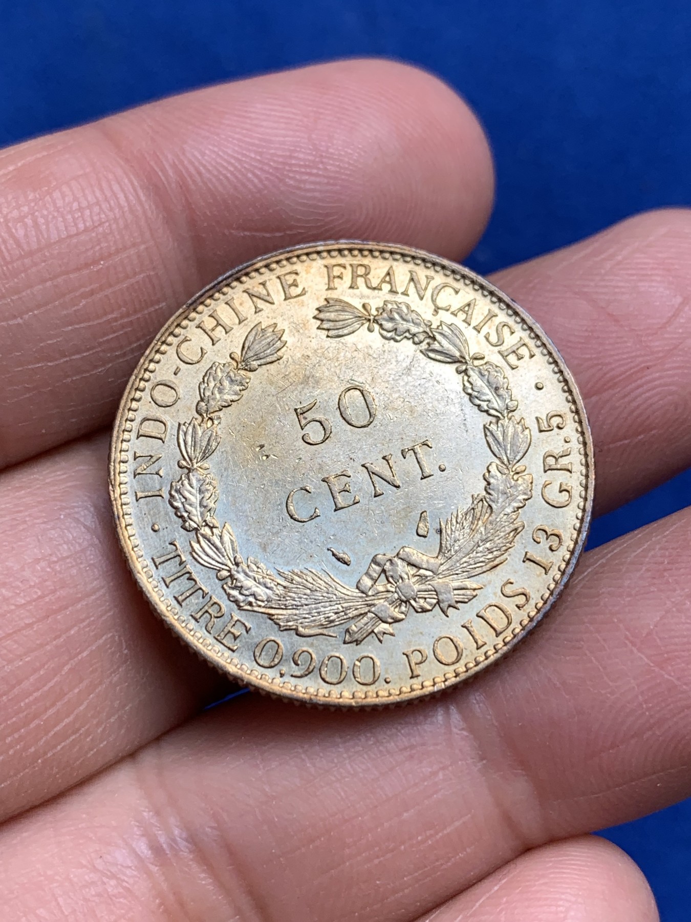 《竞宝斋》第244场-周日，周一 新年开场 (全场包邮) 1936年法属印支50分坐洋银币 UNC好品相！