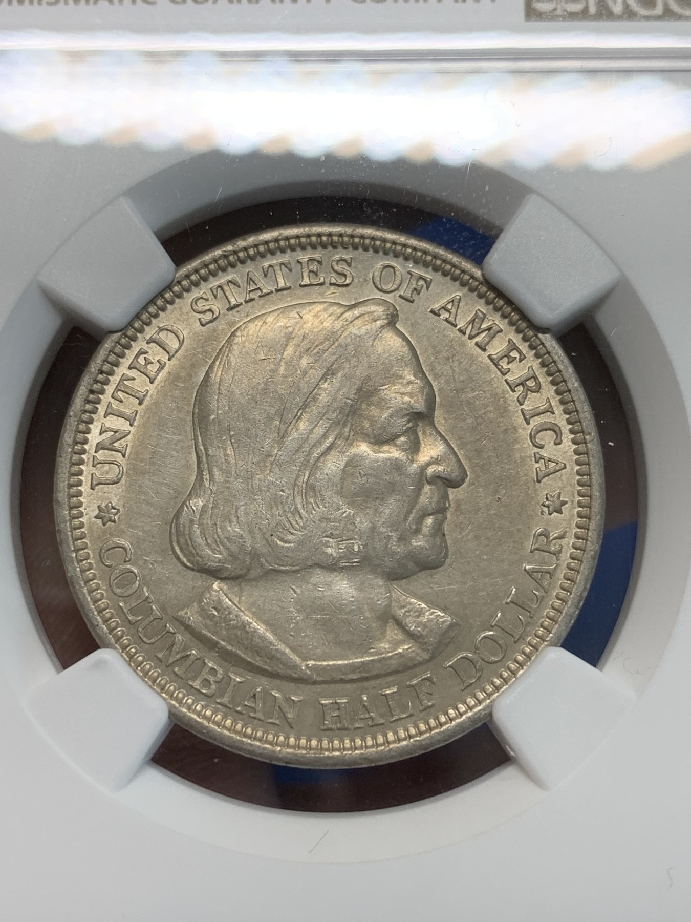 《竞宝斋》第244场-周日，周一 新年开场 (全场包邮) NGC AUD 美国1893年哥伦布50美分纪念银币，精美老包浆，品相不错