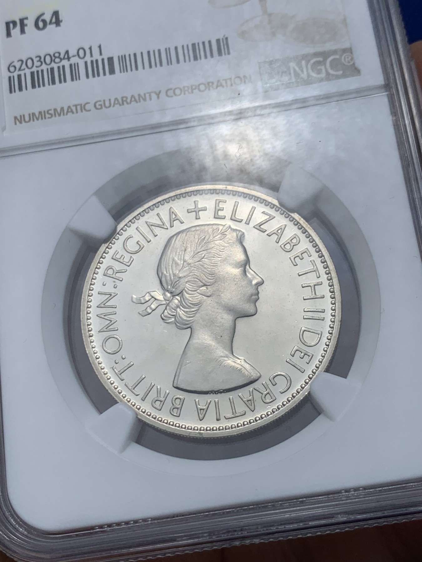 《竞宝斋》第244场-周日，周一 新年开场 (全场包邮) NGC PF64 英国 1953年 伊丽莎白二世 半克朗 铜镍币（女王登基年精制币）
