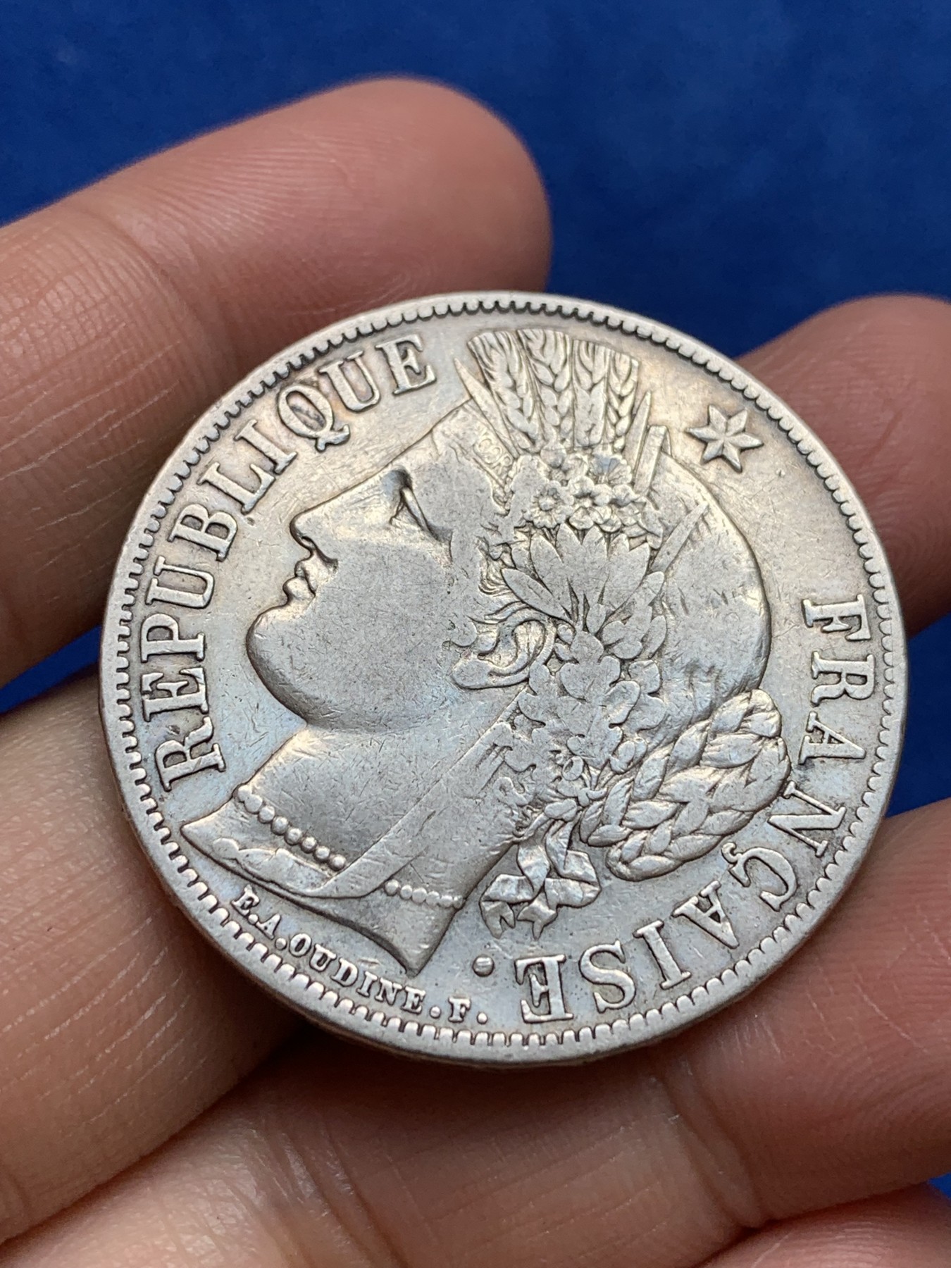 《竞宝斋》第244场-周日，周一 新年开场 (全场包邮) 法国1850年谷物女神5法郎银币