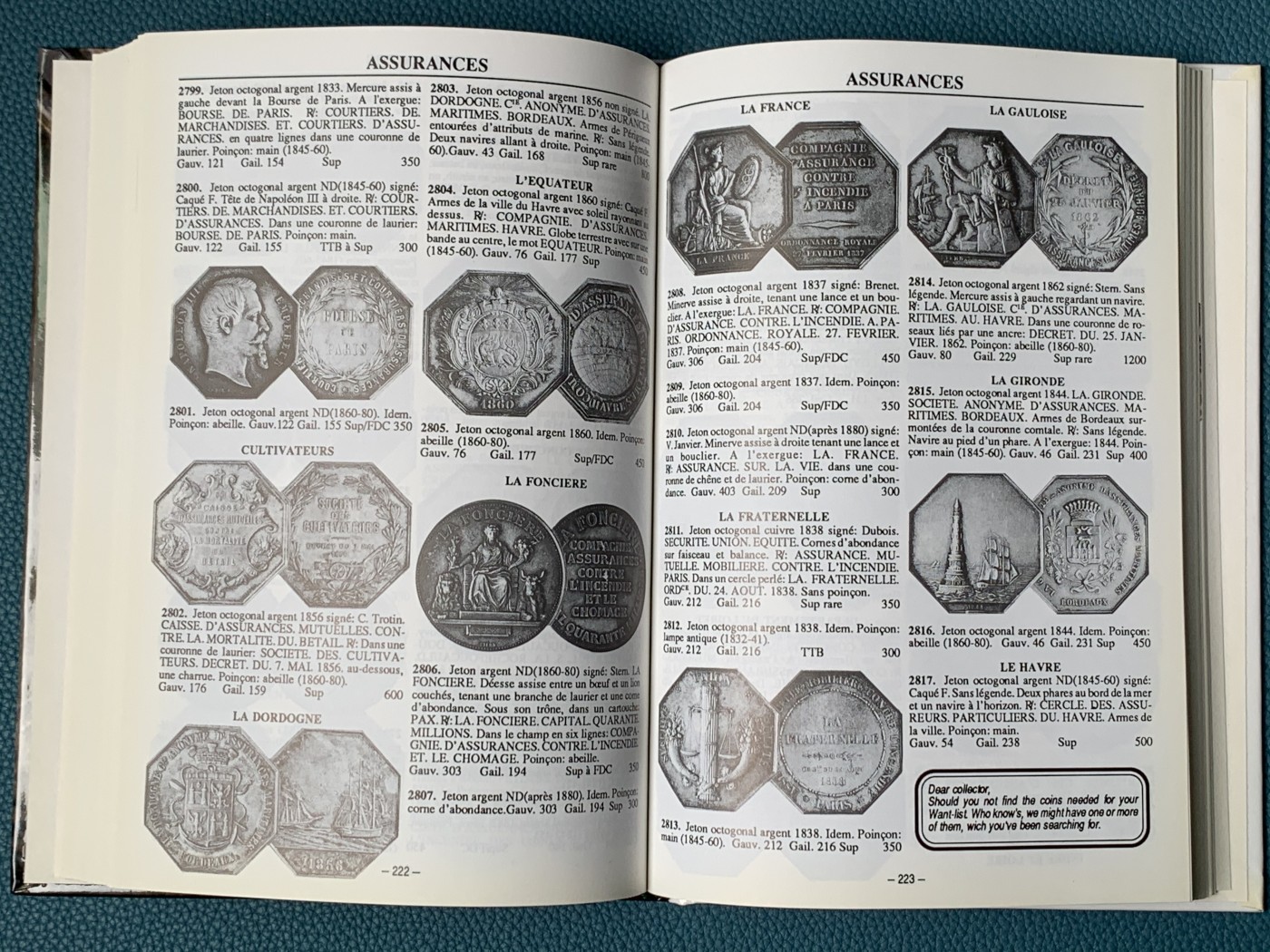 《竞宝斋》第244场-周日，周一 新年开场 (全场包邮) 法国 1991年 JETONS 代币目录 所见最新版本 版别详尽 厚达349页 一本在手 八角我有 权威目录