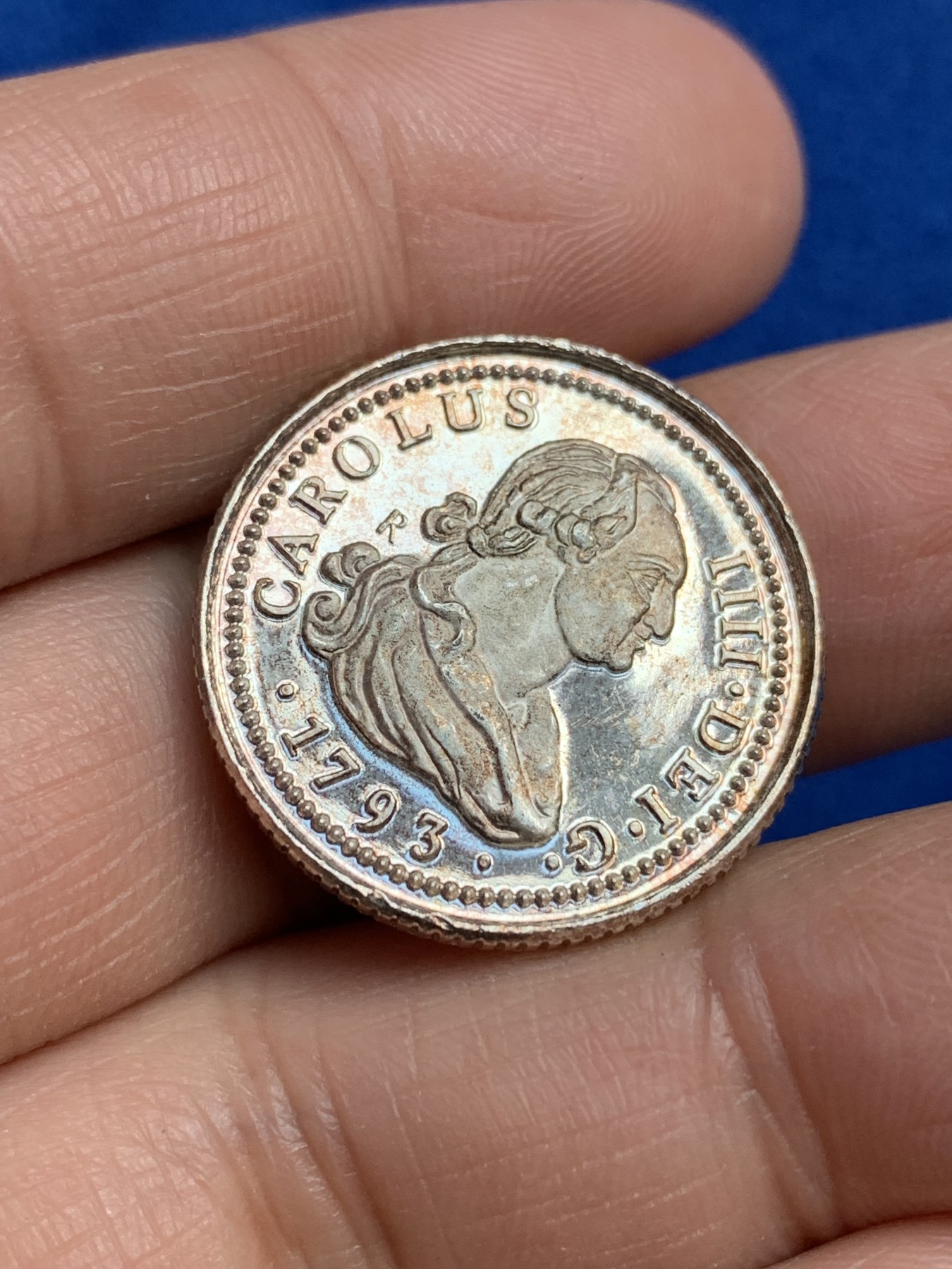 《竞宝斋》第244场-周日，周一 新年开场 (全场包邮) 西班牙卡洛斯四世复刻版1R银章 999银 6.1克 24.7mm