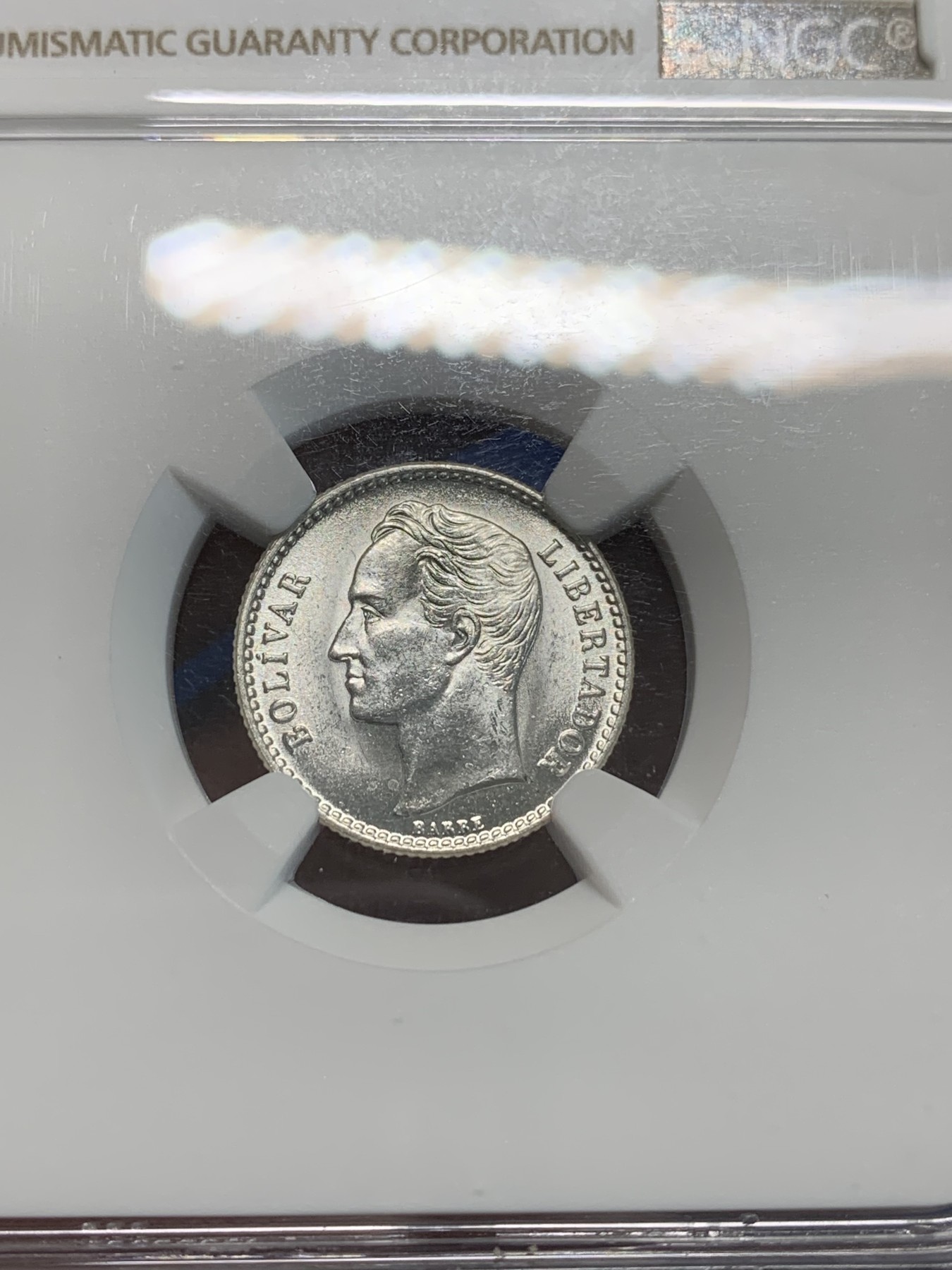 《竞宝斋》第244场-周日，周一 新年开场 (全场包邮) NGC MS63 委内瑞拉1954年50C银币，南美热点地区品种