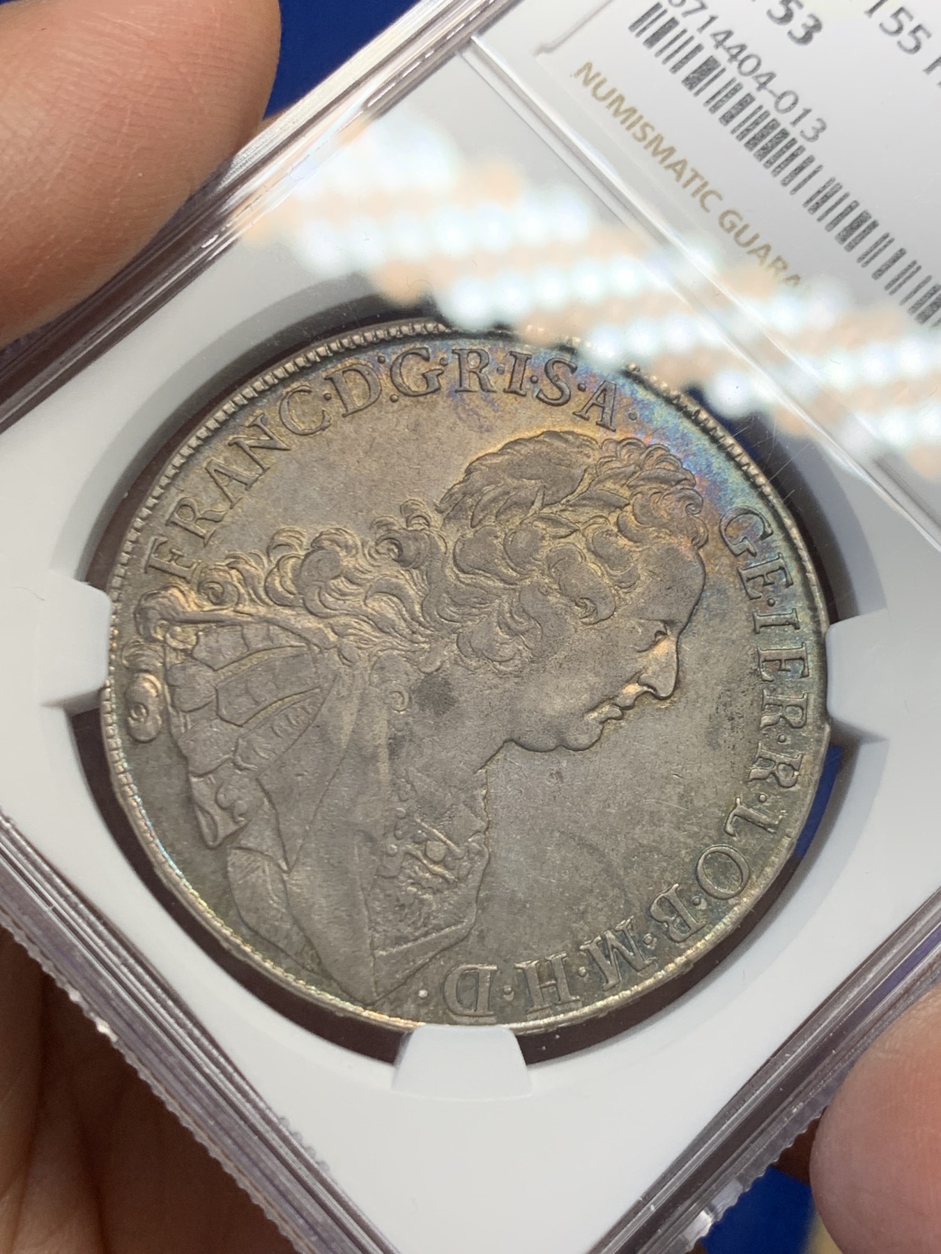 《竞宝斋》第244场-周日，周一 新年开场 (全场包邮) NGC AU53 神圣罗马帝国  1753 弗朗茨一世 泰勒大银币 环彩包浆 底板很不错