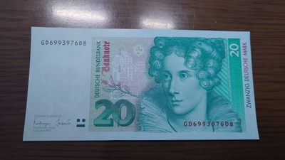 【世界钱币】精选微拍第94期暨2024年第五期 评级币裸钞场 1993年德国20马克 全新绝品无4尾号6D8