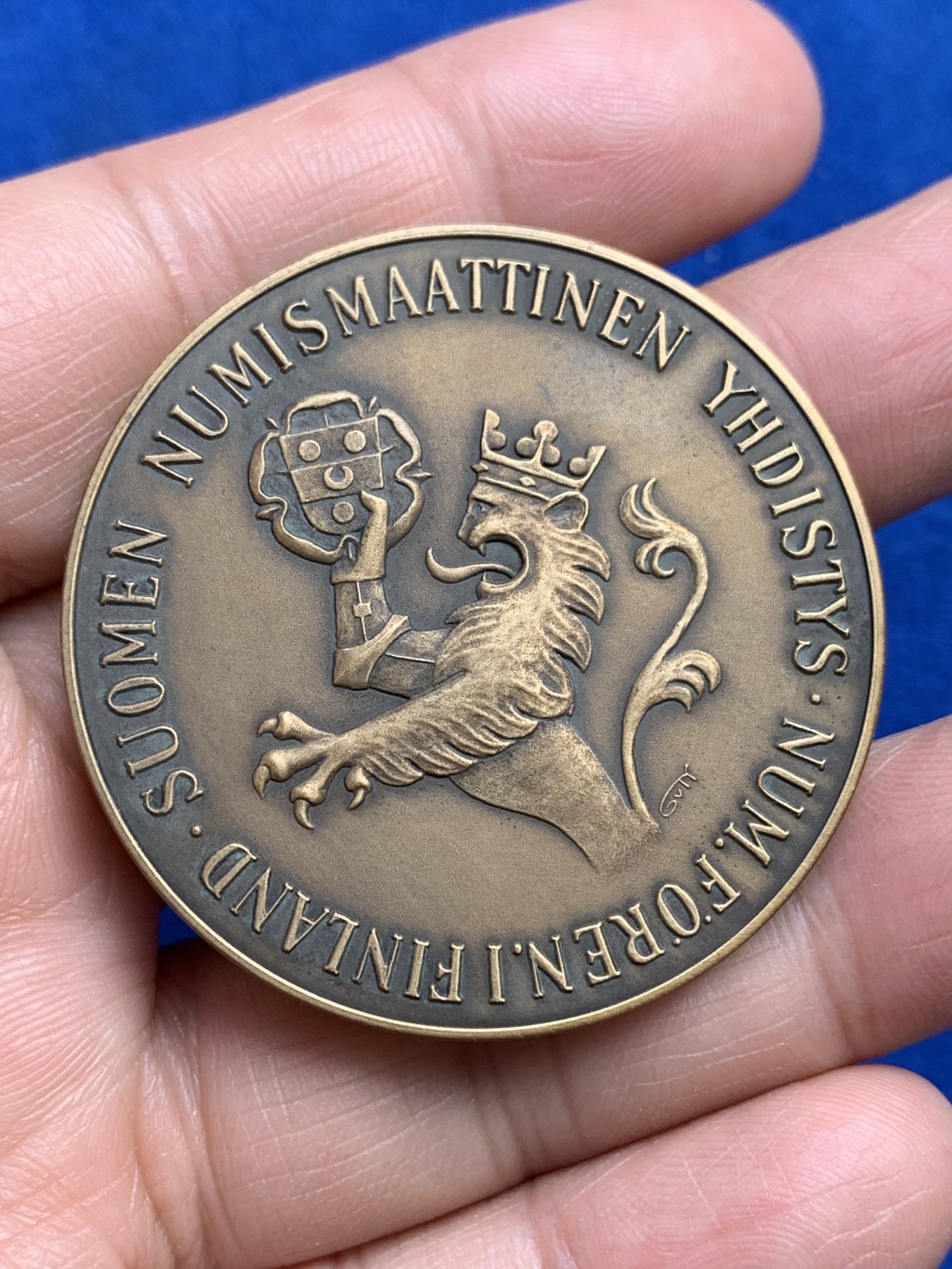 《竞宝斋》第244场-周日，周一 新年开场 (全场包邮) 芬兰钱币协会铜章 45.4mm 37.43g