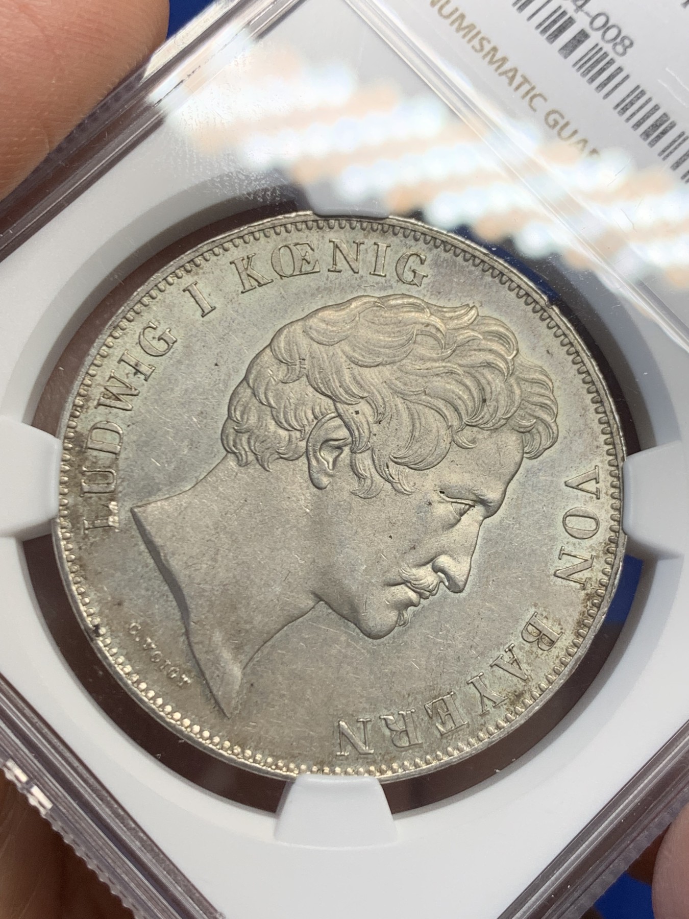 《竞宝斋》第244场-周日，周一 新年开场 (全场包邮) NGC MS62 德国 1842 巴伐利亚皇家婚礼纪念 2泰勒大银币 少见MS 品相 可藏