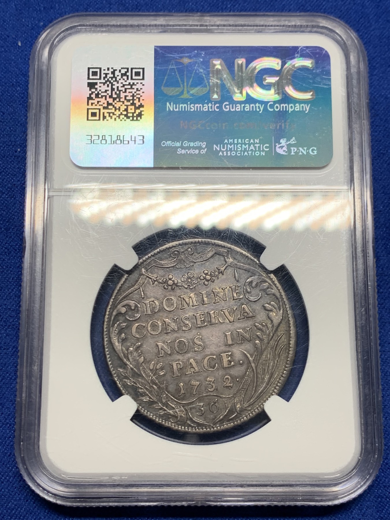 《竞宝斋》第244场-周日，周一 新年开场 (全场包邮) NGC AU50 瑞士1732苏黎世1/2泰勒银币 黑漆古包浆，细节俱在，难得的品种