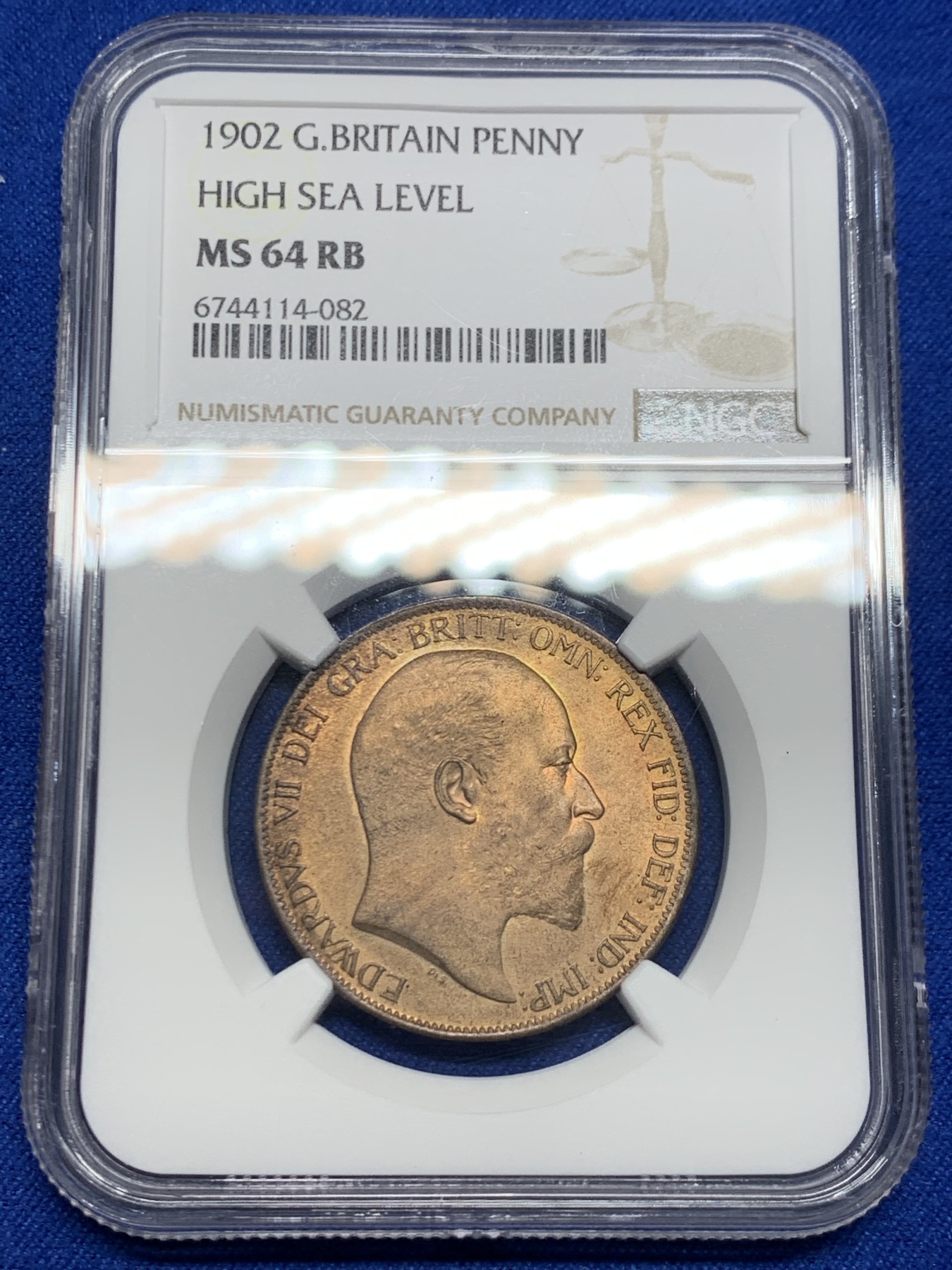 《竞宝斋》第244场-周日，周一 新年开场 (全场包邮) NGC MS64RB 英国 1902年 爱德华七世头像 1便士 铜币