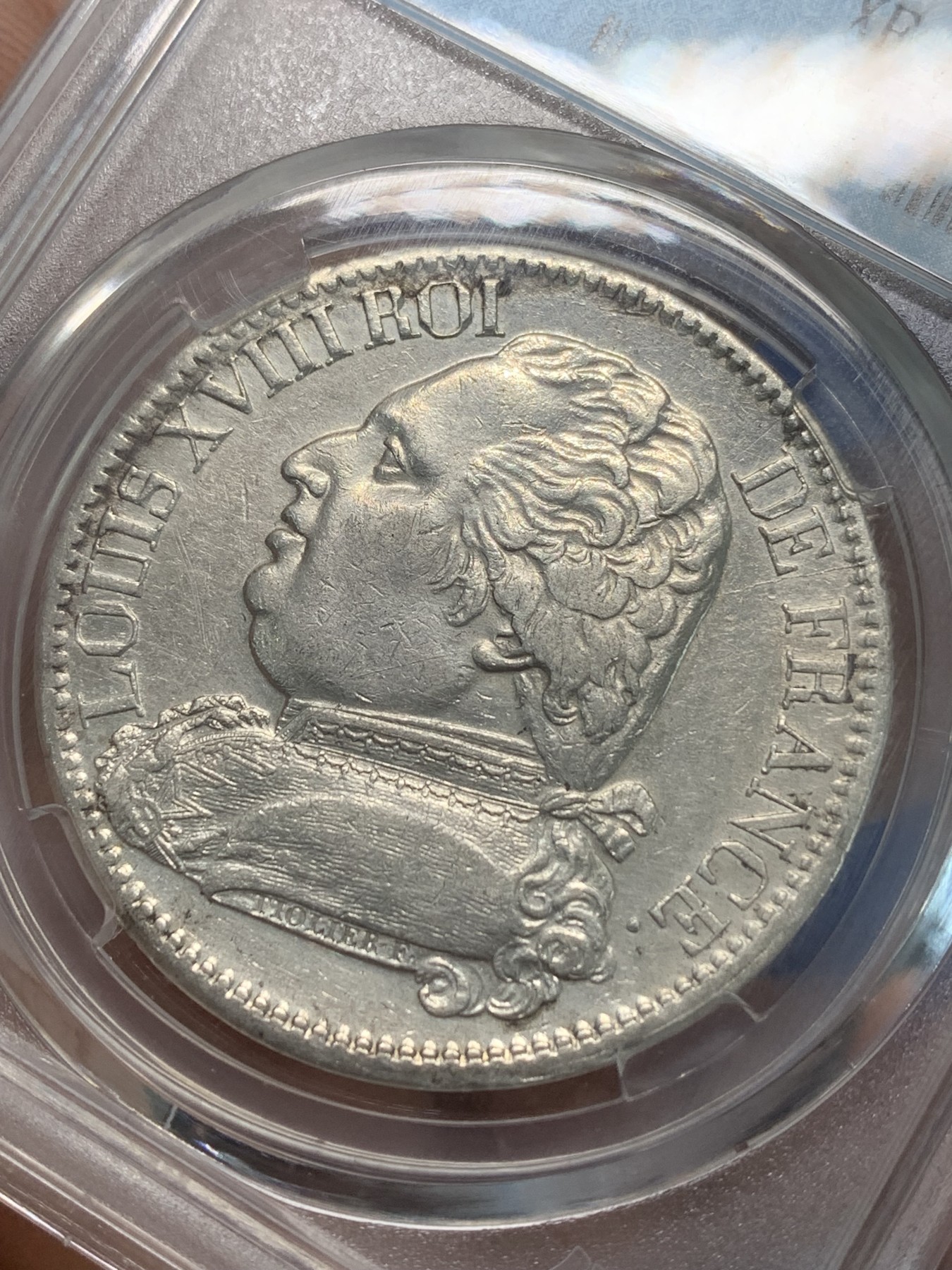 《竞宝斋》第244场-周日，周一 新年开场 (全场包邮) 保粹 XF92 法国1815年路易18戎装版5法郎银币 少见戎装版 带光 鉴真阁瞎评 AU品相